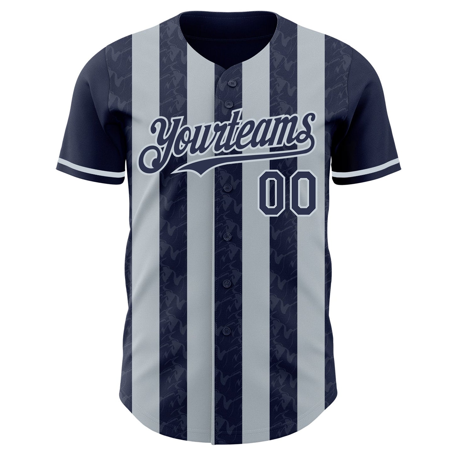 Custom Navy-Silver Classic Vertical Stripe Fluid Liquid Texture Authentic Baseball Jersey baseball jersey product view 2