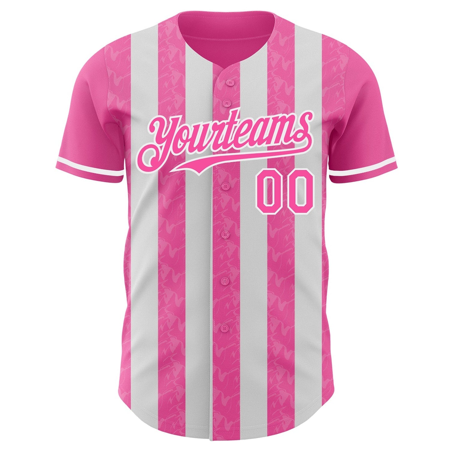 Custom Pink-White Classic Vertical Stripe Fluid Liquid Texture Authentic Baseball Jersey baseball jersey product view 2