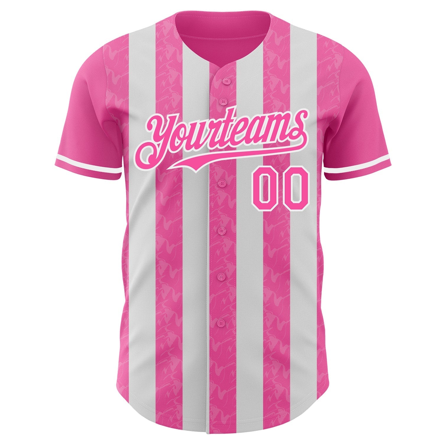 Custom Pink-White Classic Vertical Stripe Fluid Liquid Texture Authentic Baseball Jersey baseball jersey product view 2