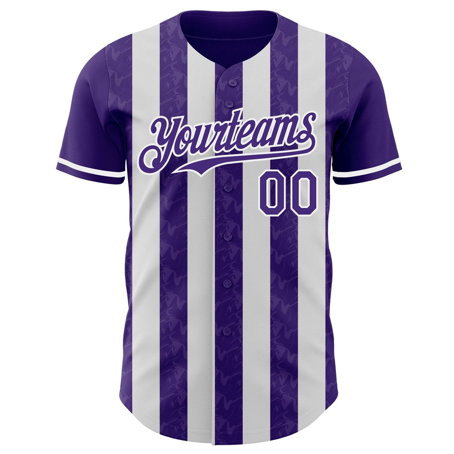 Custom Purple-White Classic Vertical Stripe Fluid Liquid Texture Authentic Baseball Jersey baseball jersey product view 2