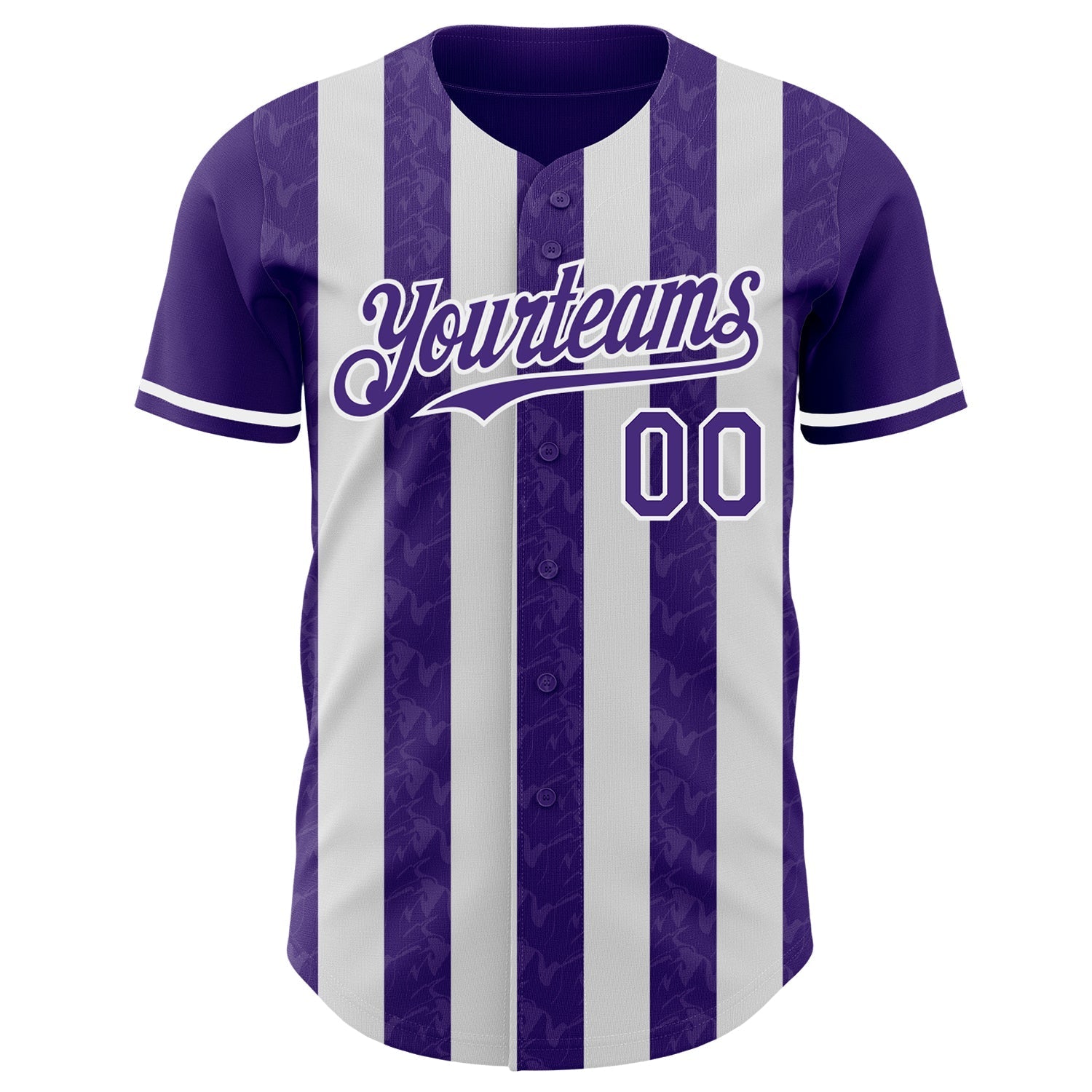 Custom Purple-White Classic Vertical Stripe Fluid Liquid Texture Authentic Baseball Jersey baseball jersey product view 2