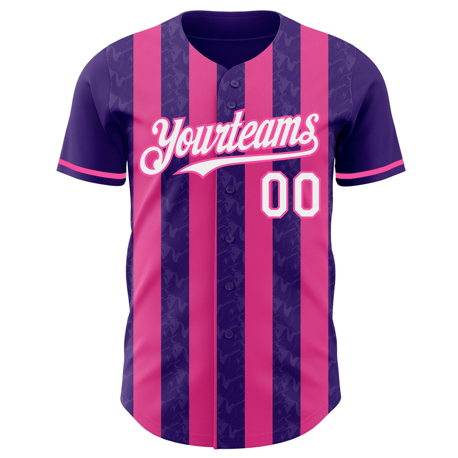 Custom Purple White-Pink Classic Vertical Stripe Fluid Liquid Texture Authentic Baseball Jersey baseball jersey product view 2