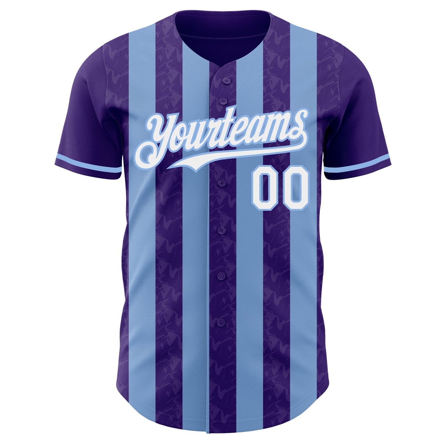 Custom Purple White-Light Blue Classic Vertical Stripe Fluid Liquid Texture Authentic Baseball Jersey baseball jersey product view 2