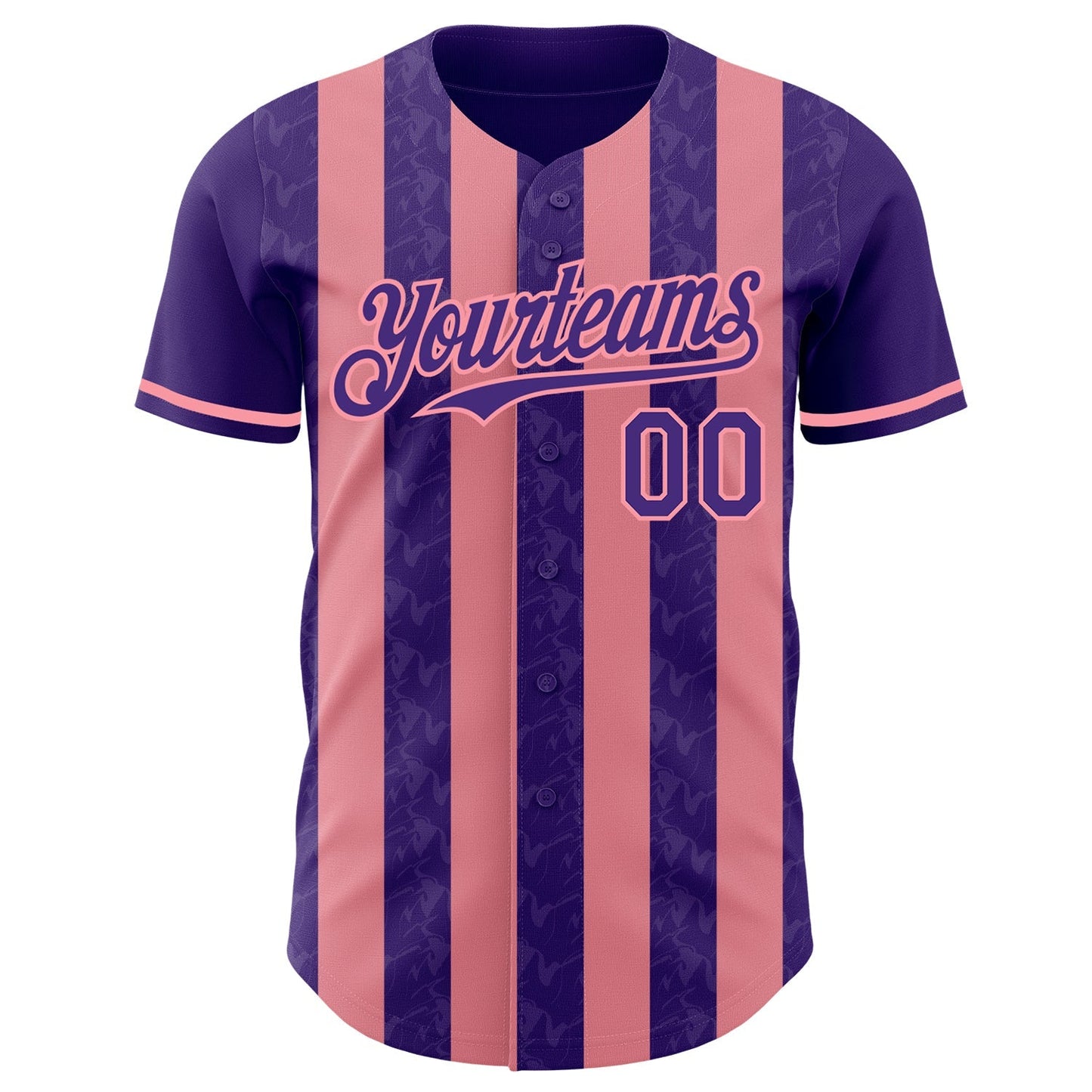 Custom Purple-Medium Pink Classic Vertical Stripe Fluid Liquid Texture Authentic Baseball Jersey baseball jersey product view 2