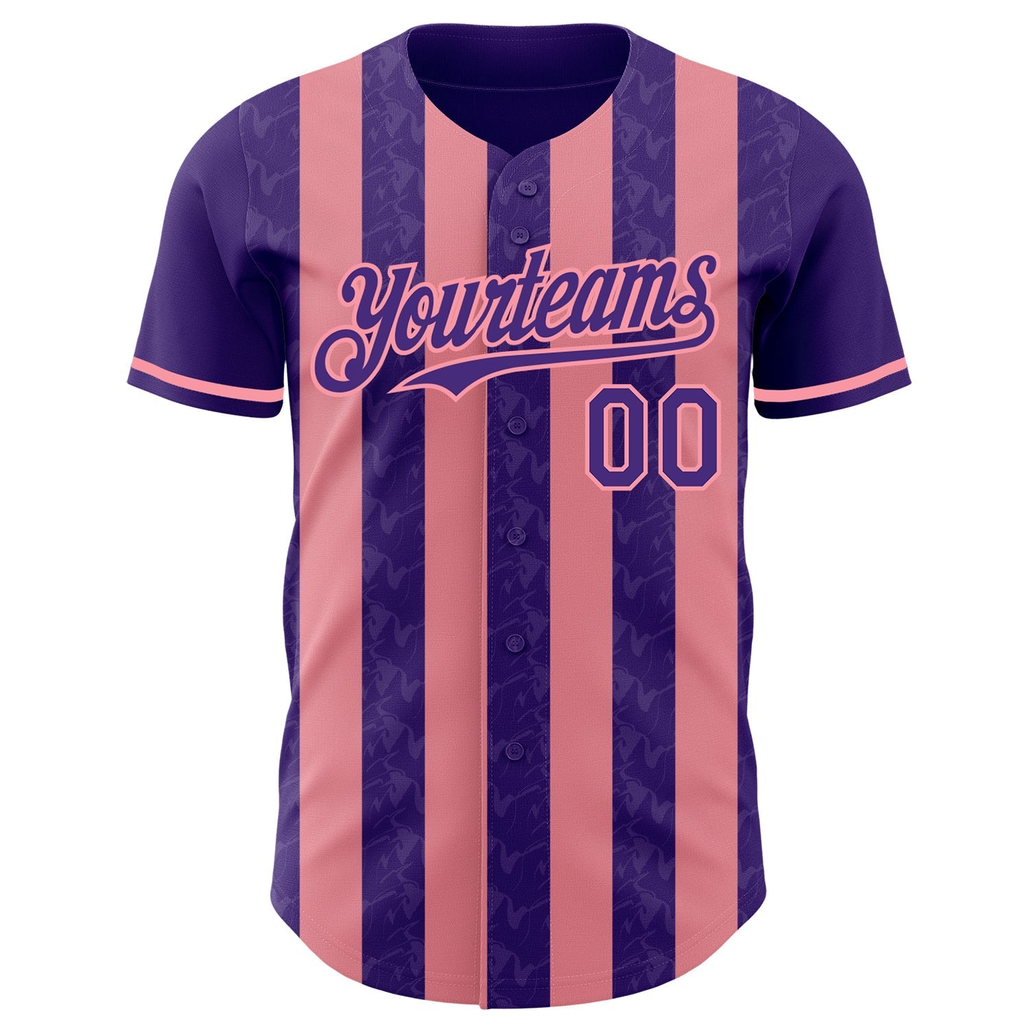 Custom Purple-Medium Pink Classic Vertical Stripe Fluid Liquid Texture Authentic Baseball Jersey baseball jersey product view 2
