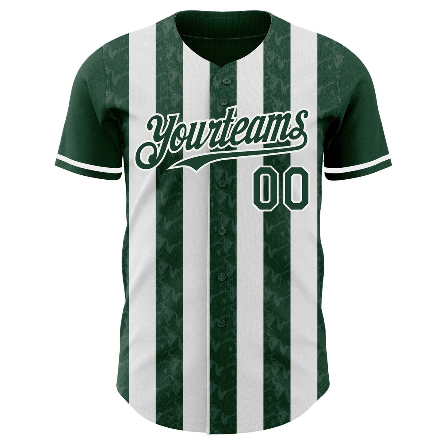 Custom Green-White Classic Vertical Stripe Fluid Liquid Texture Authentic Baseball Jersey baseball jersey product view 2