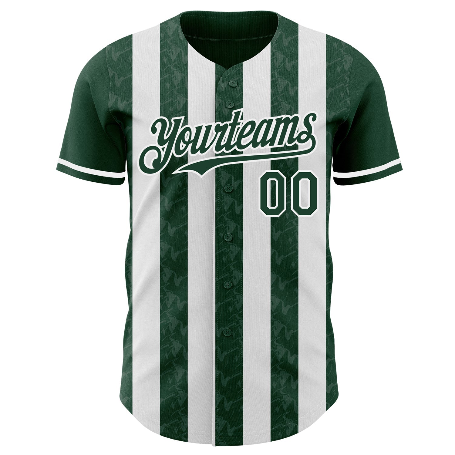 Custom Green-White Classic Vertical Stripe Fluid Liquid Texture Authentic Baseball Jersey baseball jersey product view 2