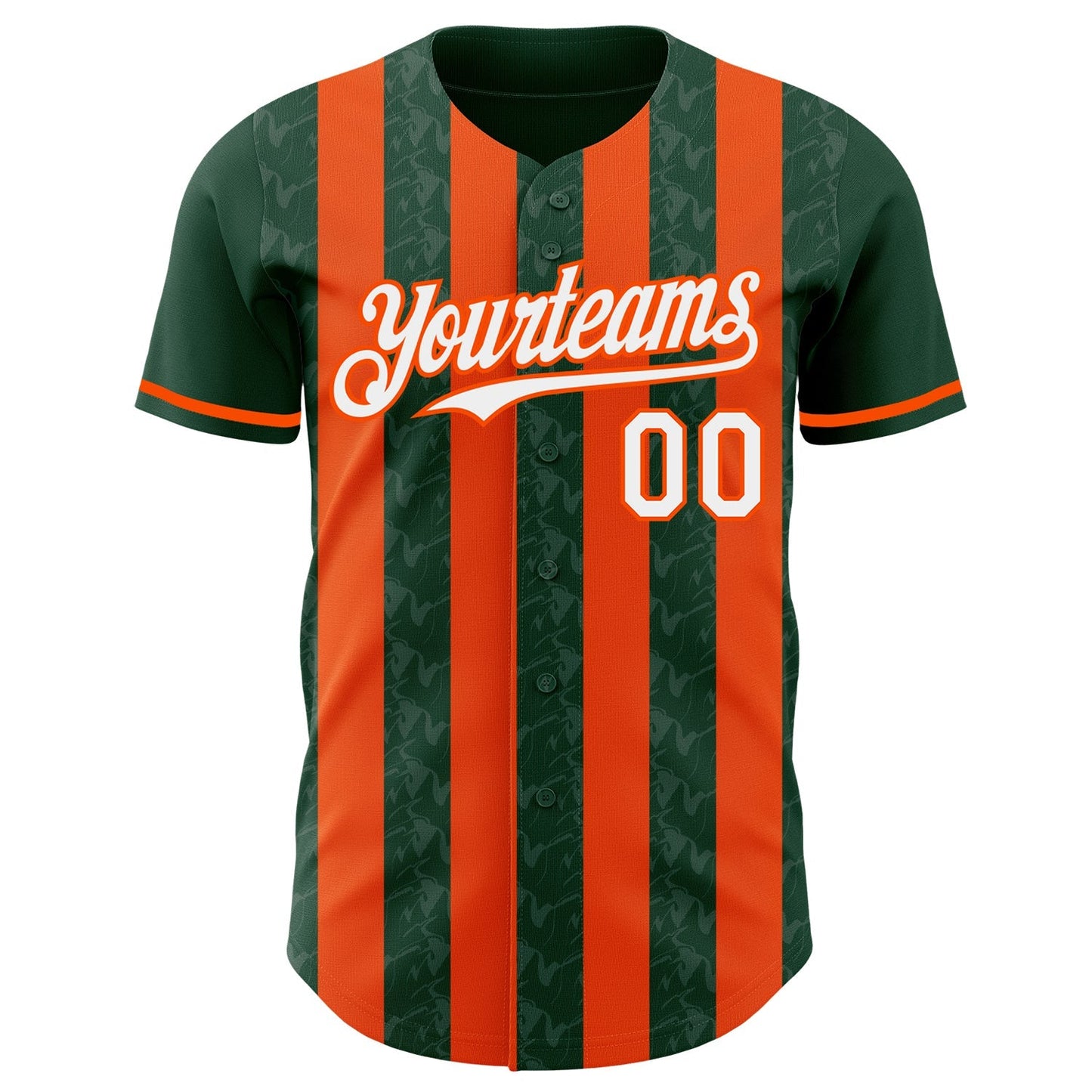 Custom Green White-Orange Classic Vertical Stripe Fluid Liquid Texture Authentic Baseball Jersey baseball jersey product view 2