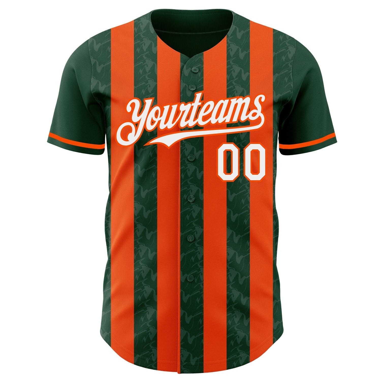 Custom Green White-Orange Classic Vertical Stripe Fluid Liquid Texture Authentic Baseball Jersey baseball jersey product view 2
