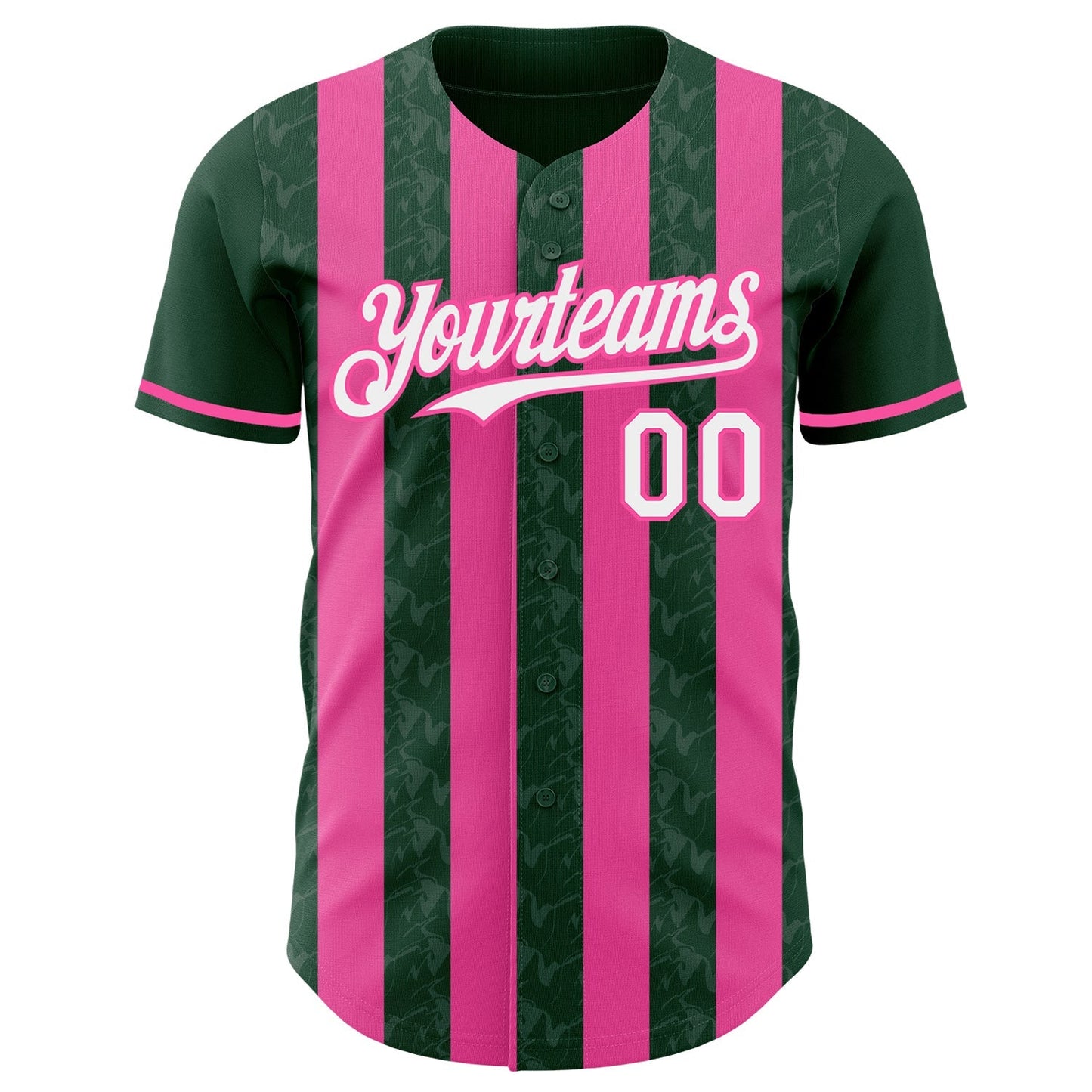 Custom Green White-Pink Classic Vertical Stripe Fluid Liquid Texture Authentic Baseball Jersey baseball jersey product view 2