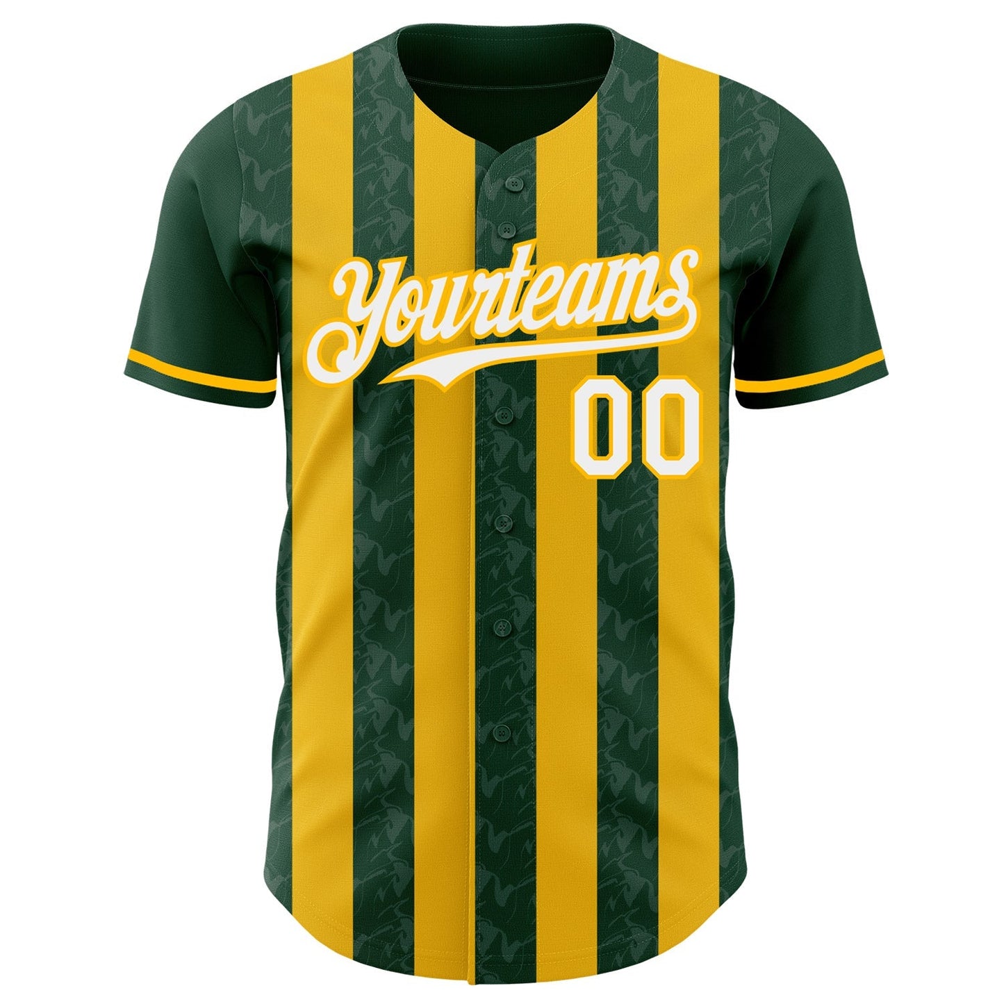 Custom Green White-Gold Classic Vertical Stripe Fluid Liquid Texture Authentic Baseball Jersey baseball jersey product view 2
