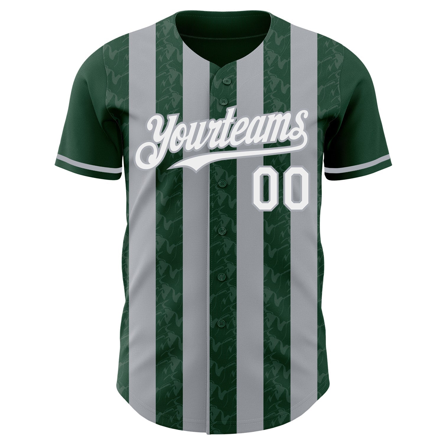 Custom Green White-Gray Classic Vertical Stripe Fluid Liquid Texture Authentic Baseball Jersey baseball jersey product view 2