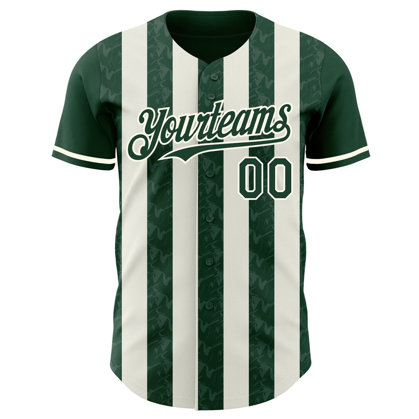 Custom Green Cream-Cream Classic Vertical Stripe Fluid Liquid Texture Authentic Baseball Jersey baseball jersey product view 2