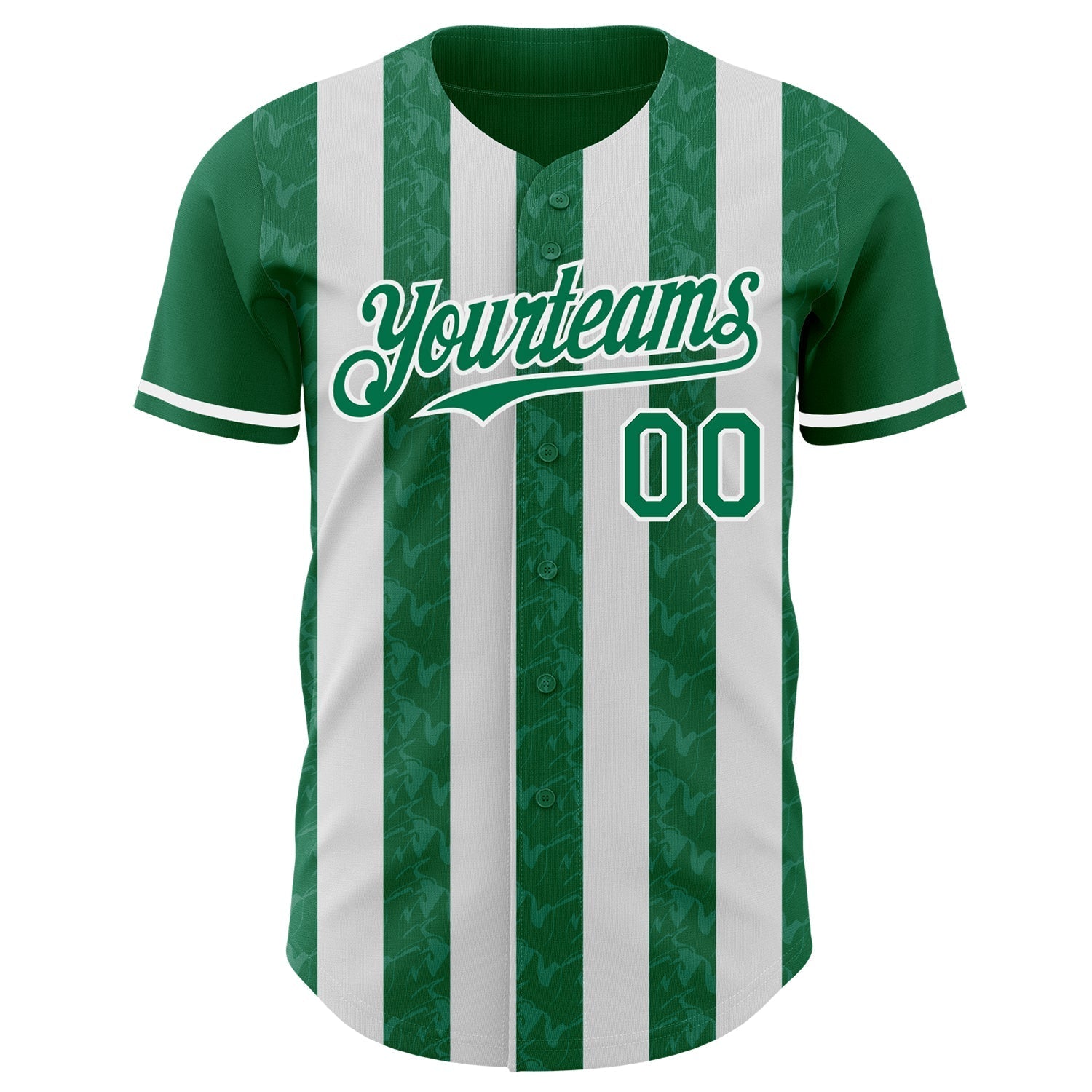 Custom Kelly Green-White Classic Vertical Stripe Fluid Liquid Texture Authentic Baseball Jersey baseball jersey product view 2