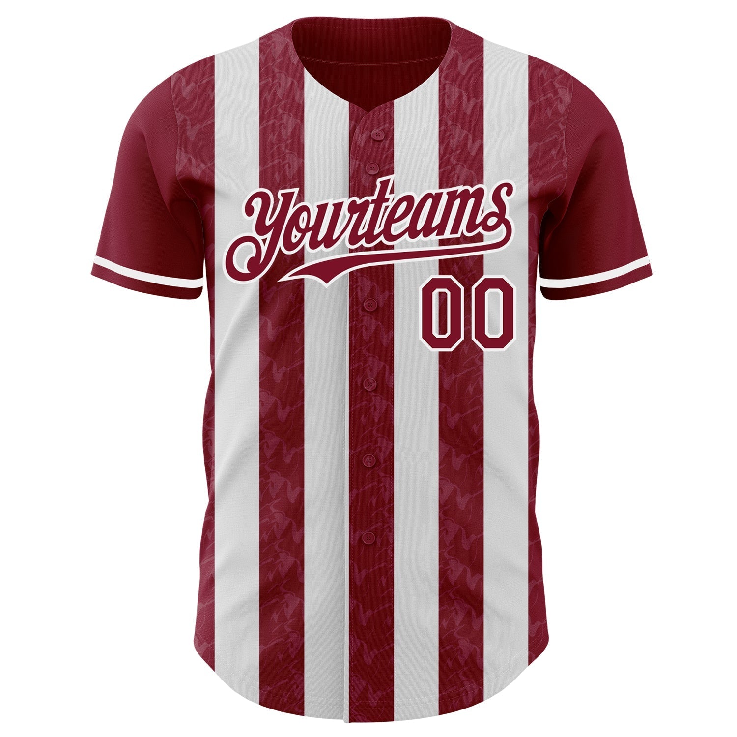 Custom Crimson-White Classic Vertical Stripe Fluid Liquid Texture Authentic Baseball Jersey baseball jersey product view 2
