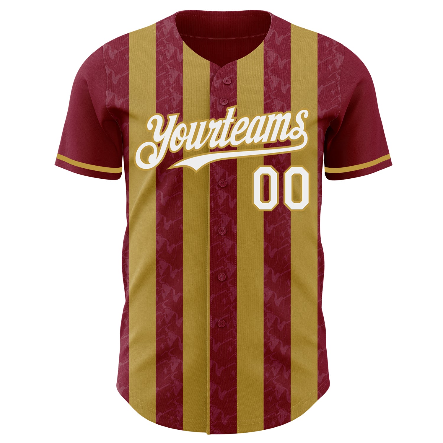 Custom Crimson White-Old Gold Classic Vertical Stripe Fluid Liquid Texture Authentic Baseball Jersey baseball jersey product view 2