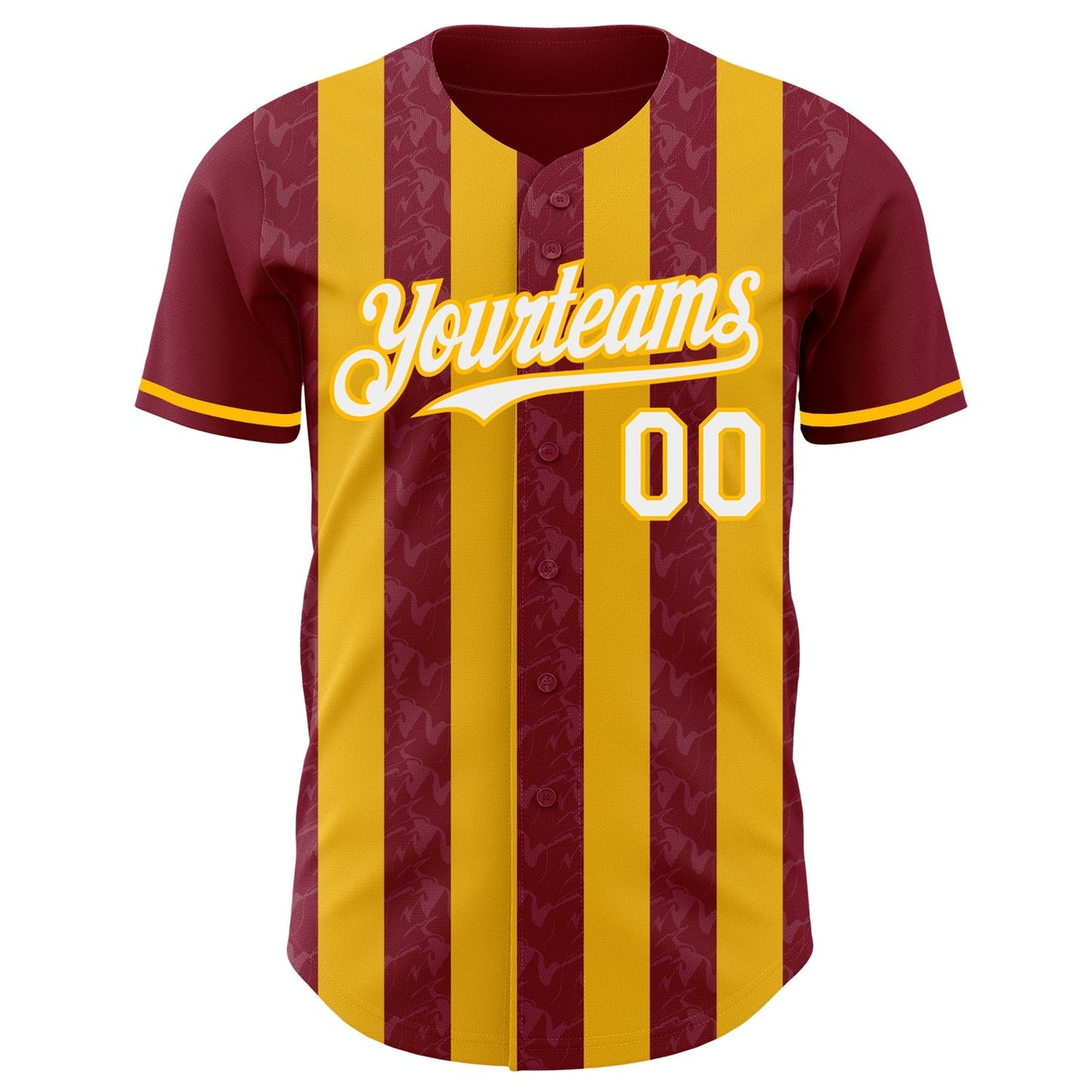 Custom Crimson White-Gold Classic Vertical Stripe Fluid Liquid Texture Authentic Baseball Jersey baseball jersey product view 2