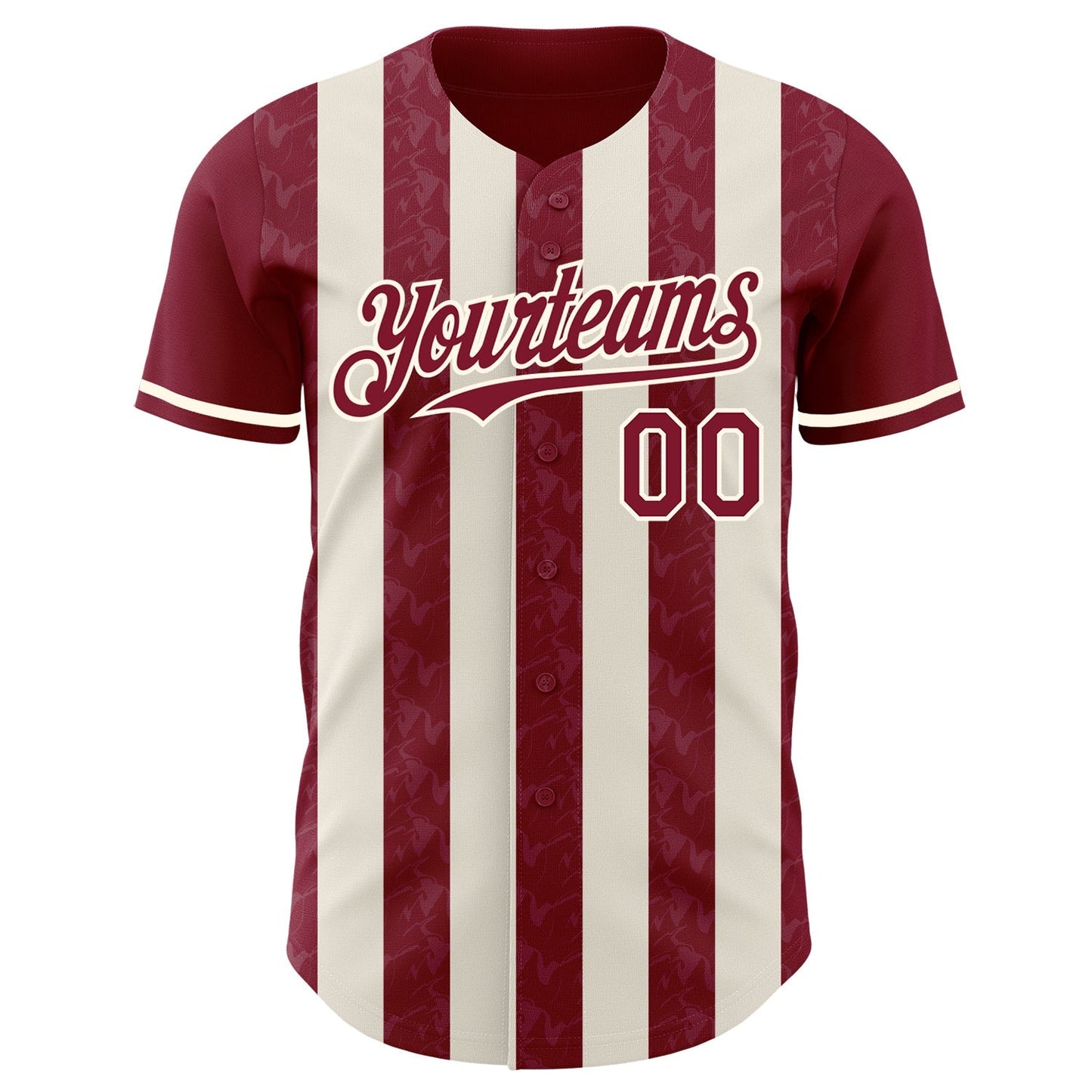Custom Crimson Cream-Cream Classic Vertical Stripe Fluid Liquid Texture Authentic Baseball Jersey baseball jersey product view 2