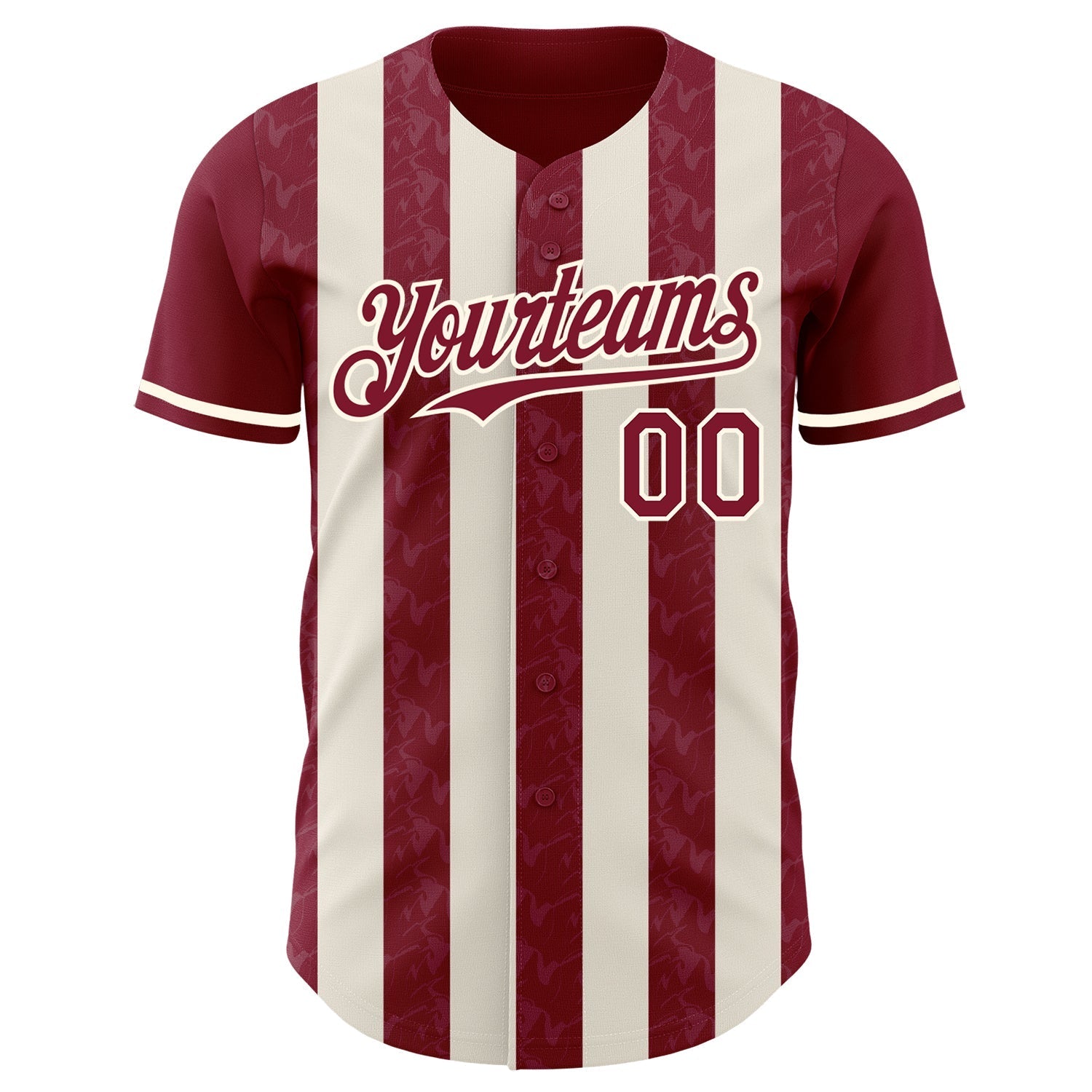 Custom Crimson Cream-Cream Classic Vertical Stripe Fluid Liquid Texture Authentic Baseball Jersey baseball jersey product view 2