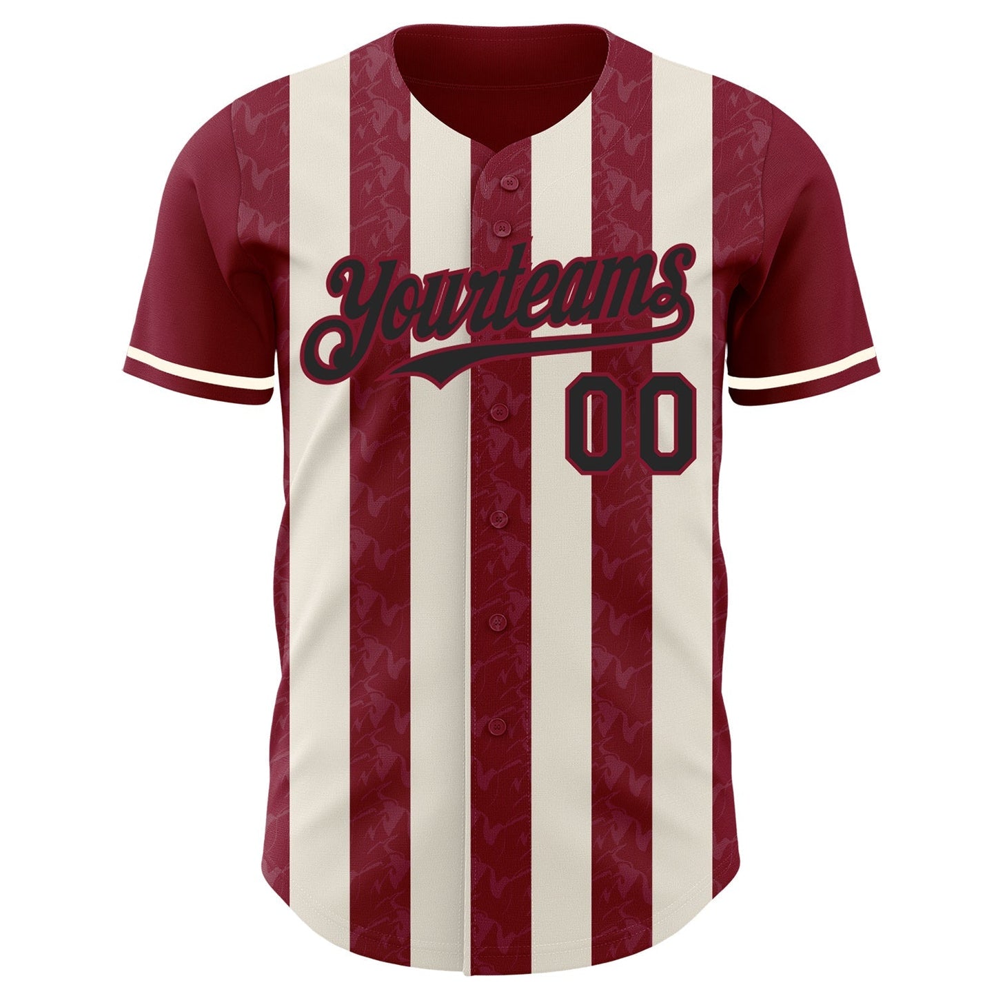 Custom Crimson Black-Cream Classic Vertical Stripe Fluid Liquid Texture Authentic Baseball Jersey baseball jersey product view 2