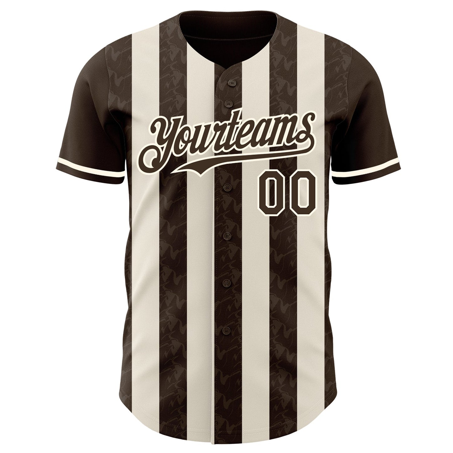 Custom Brown Cream-Cream Classic Vertical Stripe Fluid Liquid Texture Authentic Baseball Jersey baseball jersey product view 2