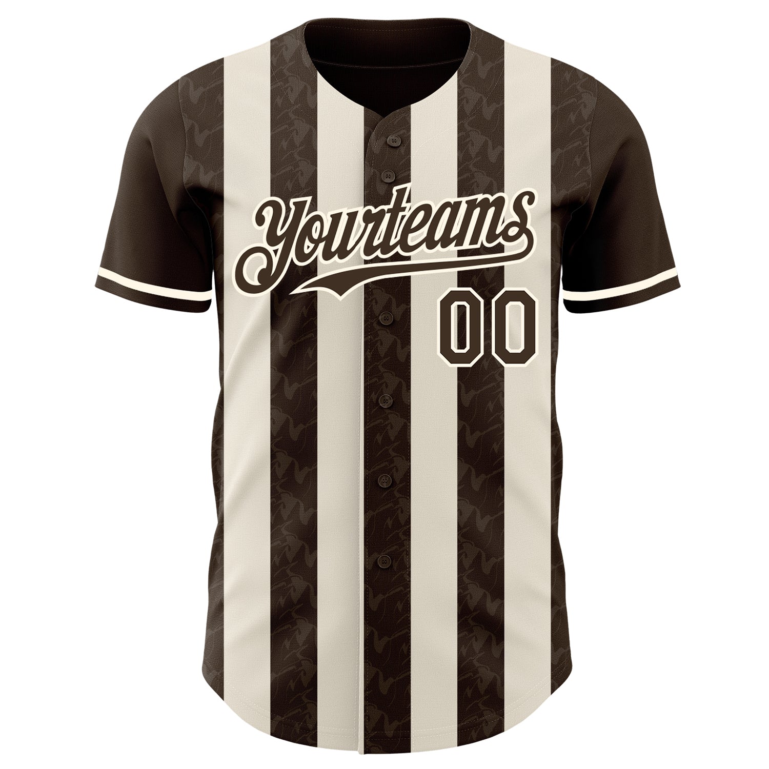 Custom Brown Cream-Cream Classic Vertical Stripe Fluid Liquid Texture Authentic Baseball Jersey baseball jersey product view 2