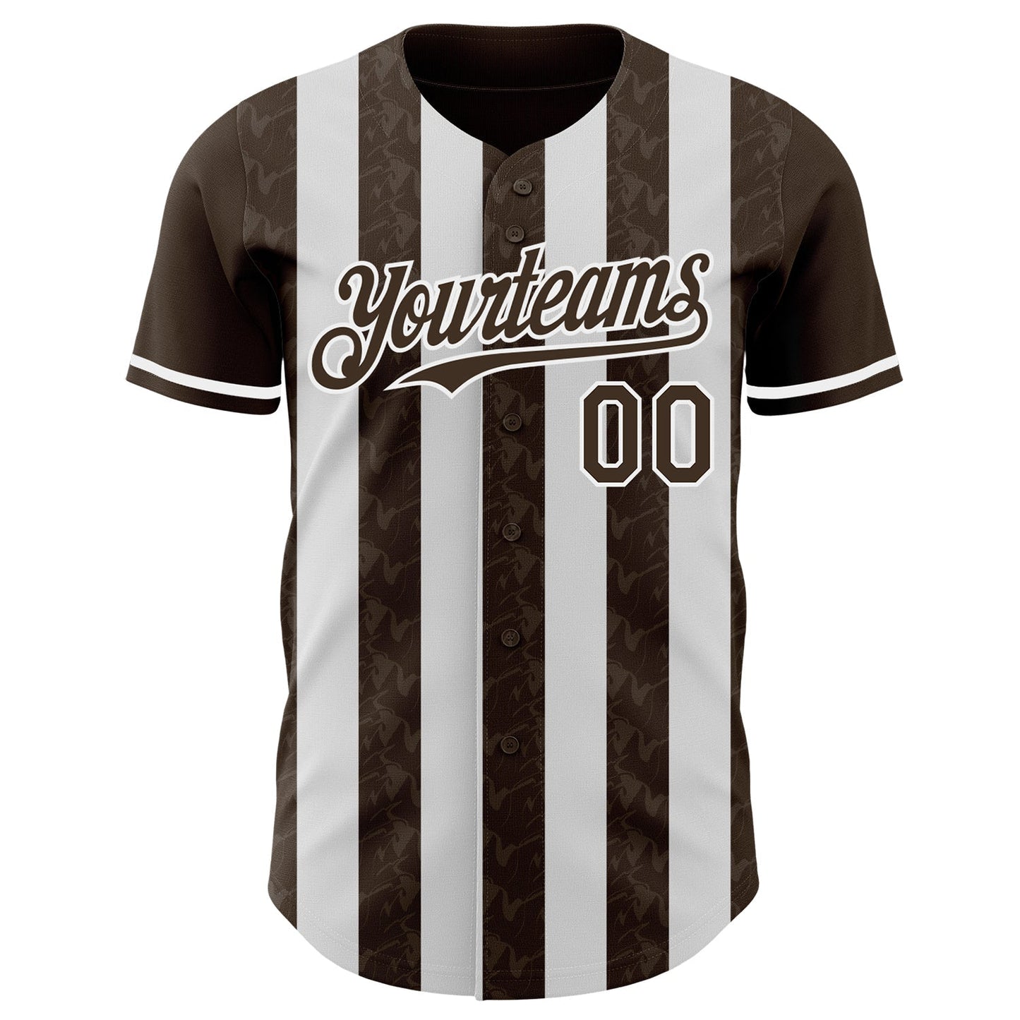 Custom Brown-White Classic Vertical Stripe Fluid Liquid Texture Authentic Baseball Jersey baseball jersey product view 2