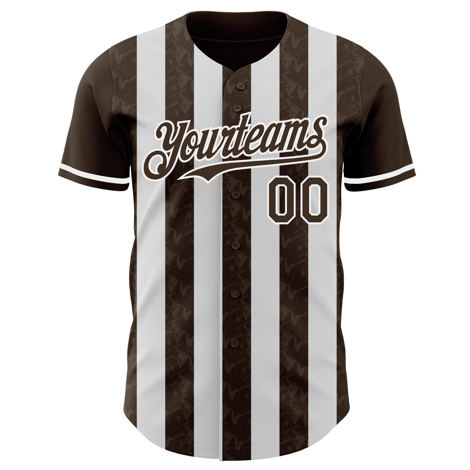 Custom Brown-White Classic Vertical Stripe Fluid Liquid Texture Authentic Baseball Jersey baseball jersey product view 2