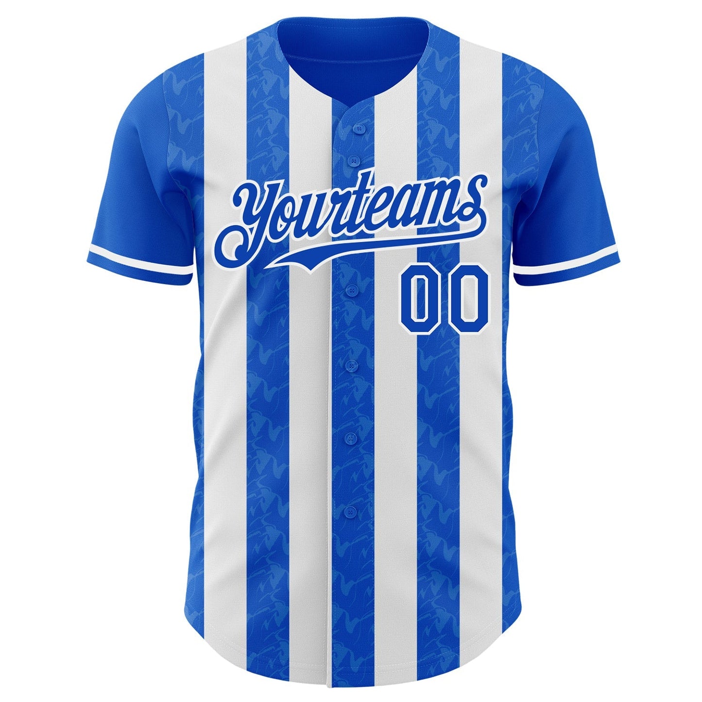 Custom Thunder Blue-White Classic Vertical Stripe Fluid Liquid Texture Authentic Baseball Jersey baseball jersey product view 2