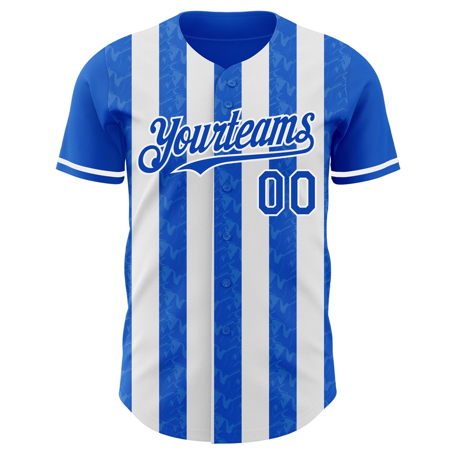 Custom Thunder Blue-White Classic Vertical Stripe Fluid Liquid Texture Authentic Baseball Jersey baseball jersey product view 2