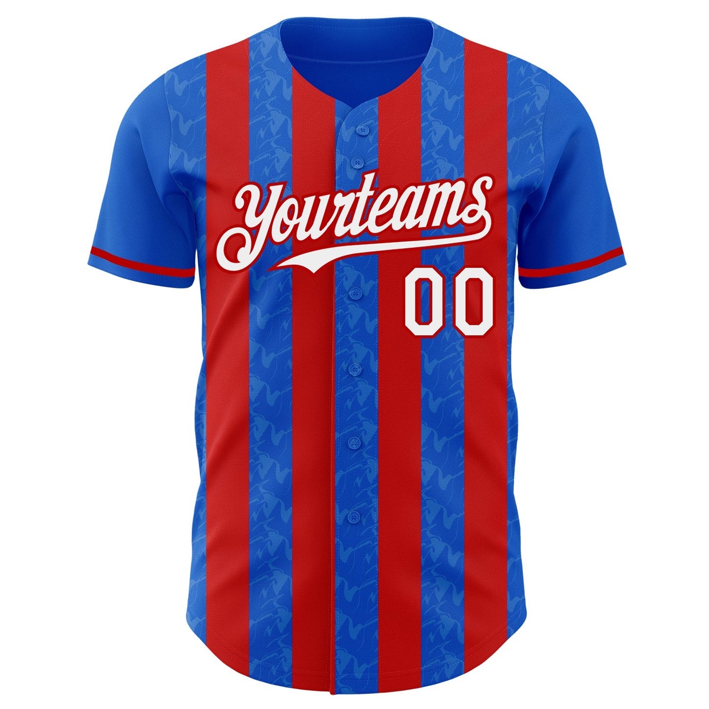 Custom Thunder Blue White-Red Classic Vertical Stripe Fluid Liquid Texture Authentic Baseball Jersey baseball jersey product view 2