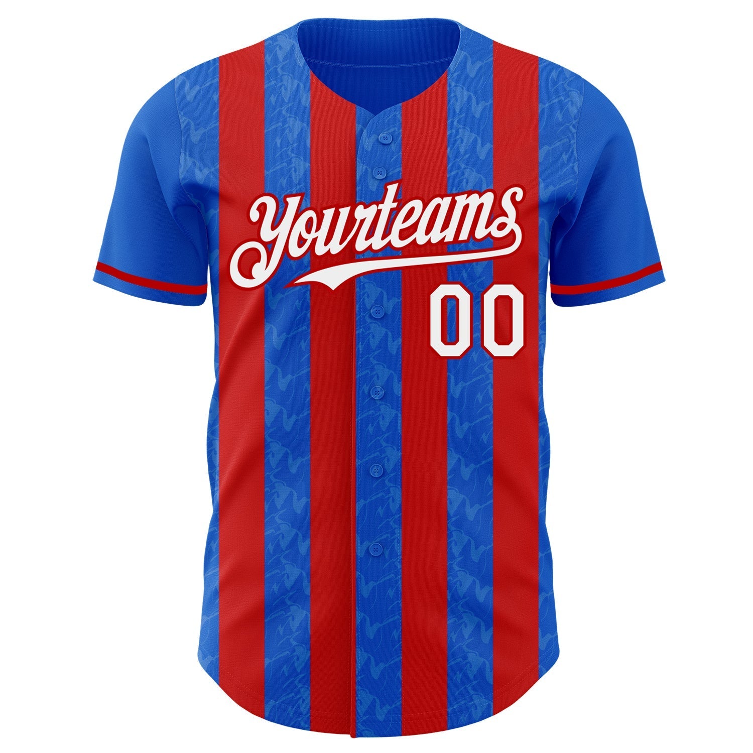 Custom Thunder Blue White-Red Classic Vertical Stripe Fluid Liquid Texture Authentic Baseball Jersey baseball jersey product view 2