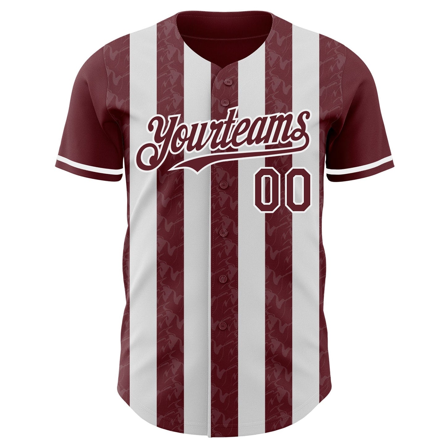 Custom Burgundy-White Classic Vertical Stripe Fluid Liquid Texture Authentic Baseball Jersey baseball jersey product view 2