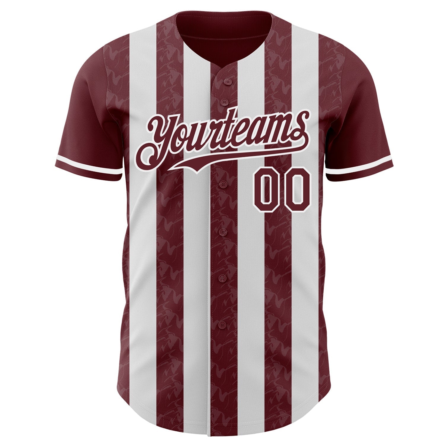 Custom Burgundy-White Classic Vertical Stripe Fluid Liquid Texture Authentic Baseball Jersey baseball jersey product view 2