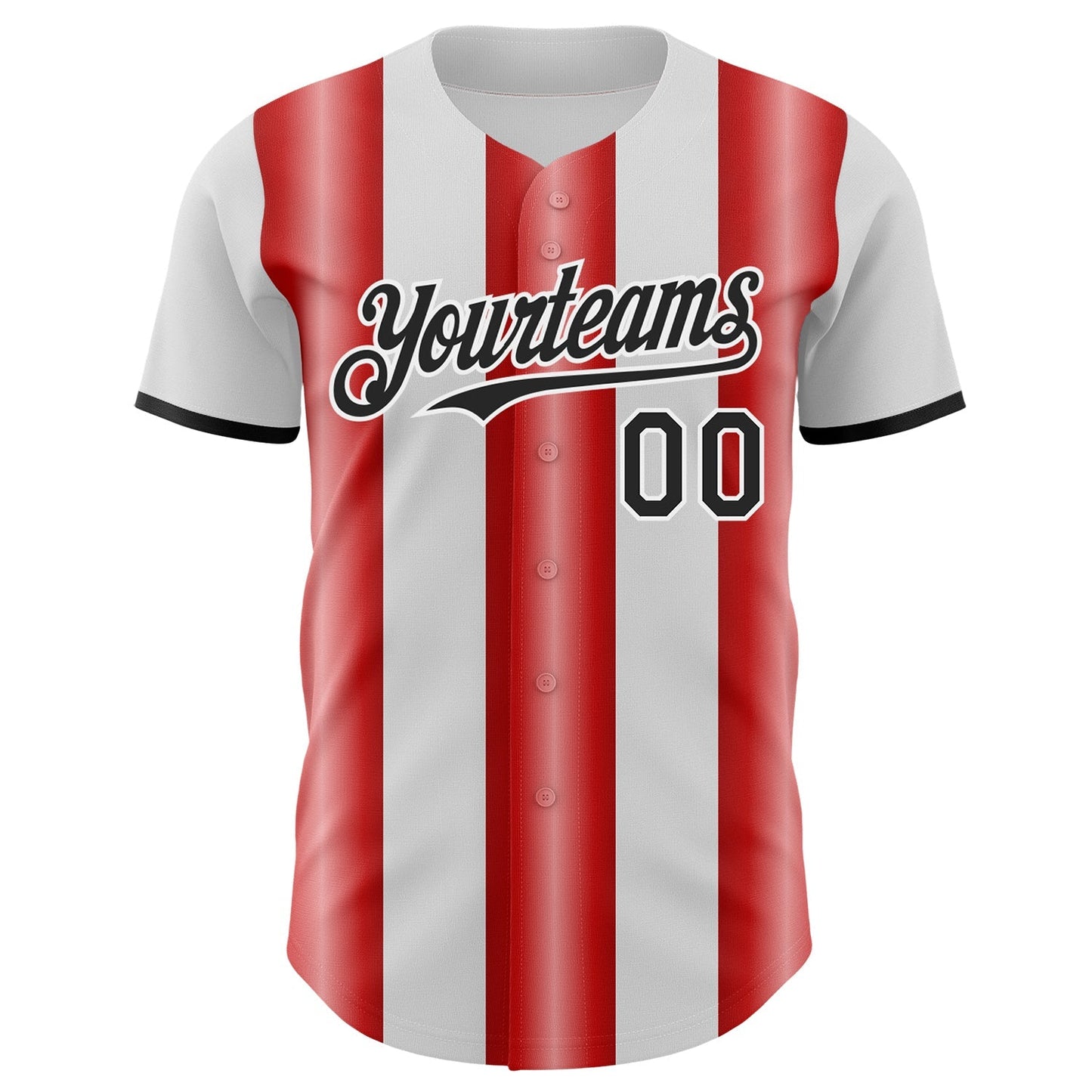 Custom White Black-Red Gradient Vertical Stripe Argentina Style Authentic Baseball Jersey baseball jersey product view 2