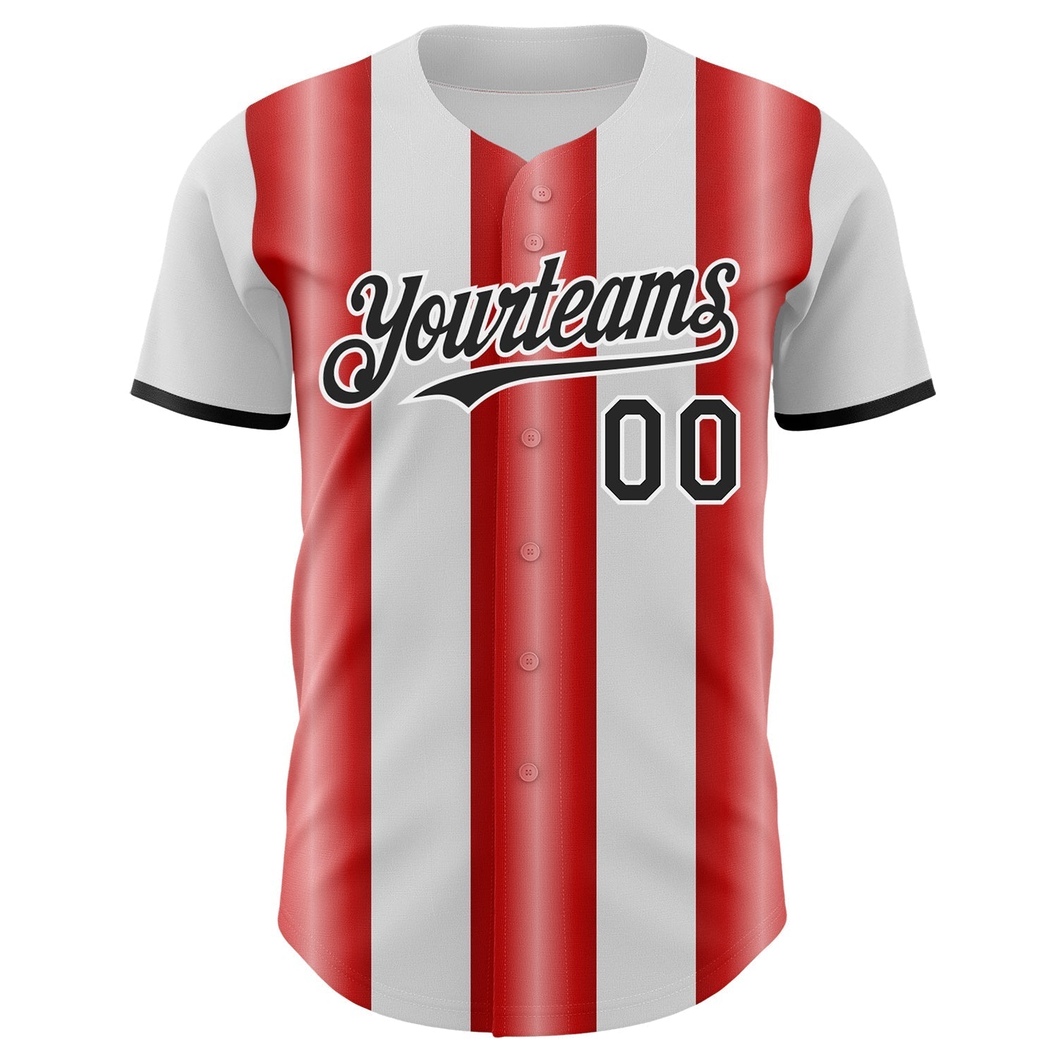 Custom White Black-Red Gradient Vertical Stripe Argentina Style Authentic Baseball Jersey baseball jersey product view 2