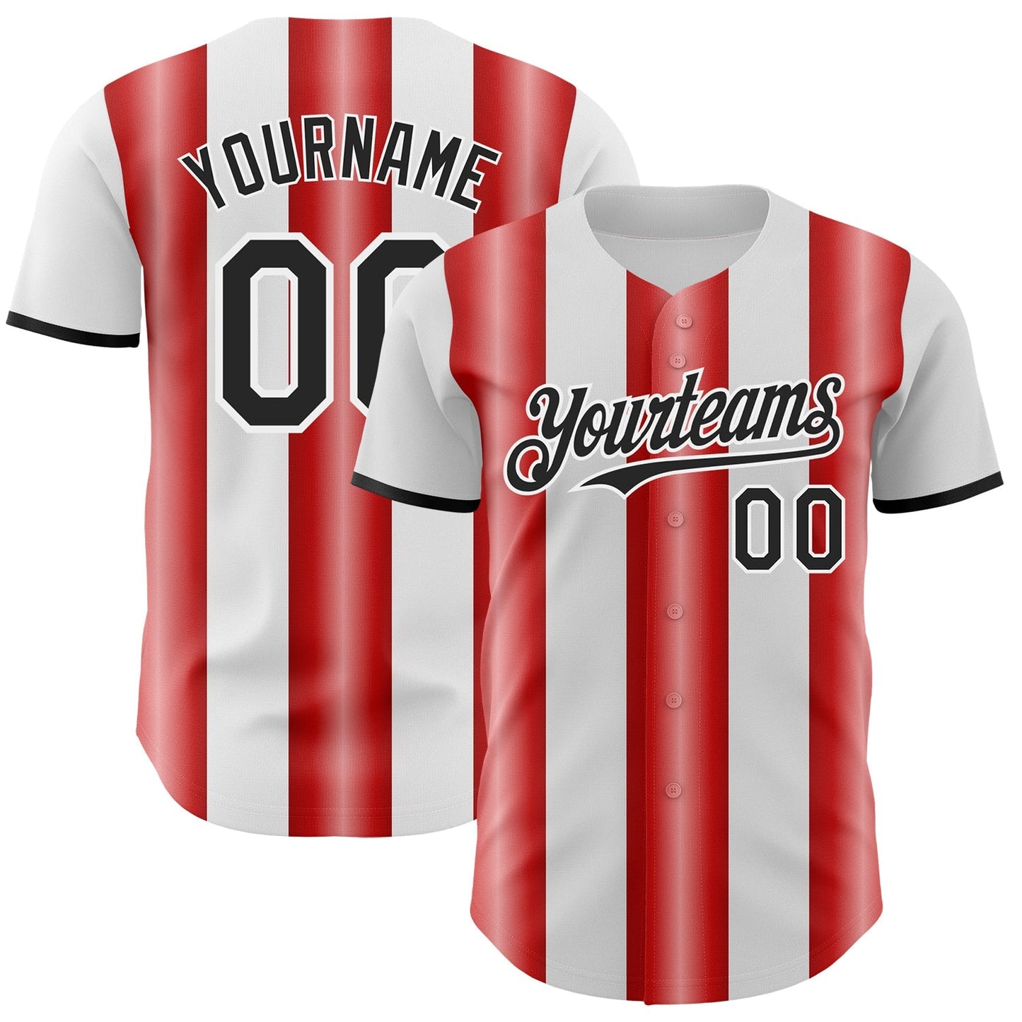 Custom White Black-Red Gradient Vertical Stripe Argentina Style Authentic Baseball Jersey baseball jersey product view 1