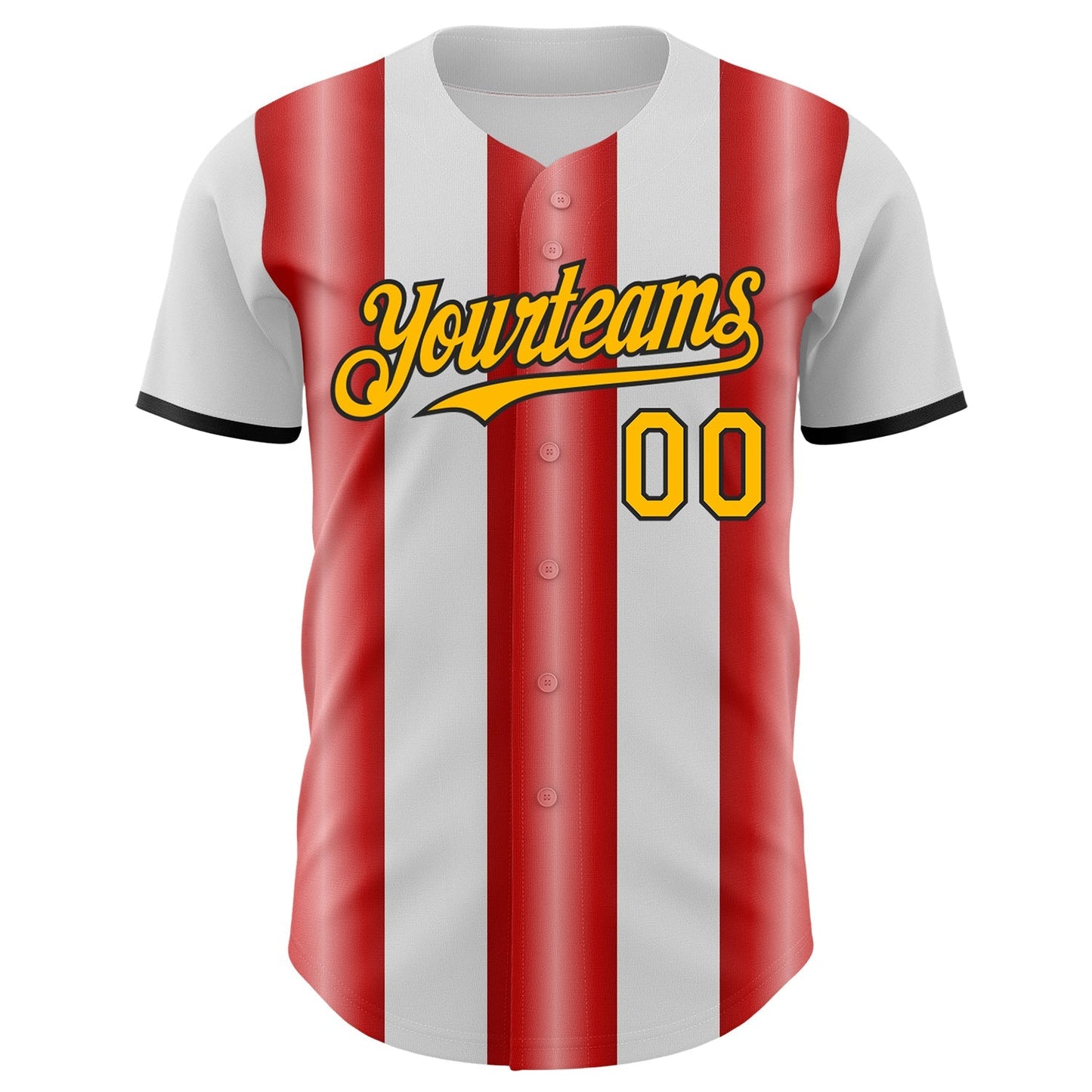 Custom White Gold Red-Black Gradient Vertical Stripe Argentina Style Authentic Baseball Jersey baseball jersey product view 2