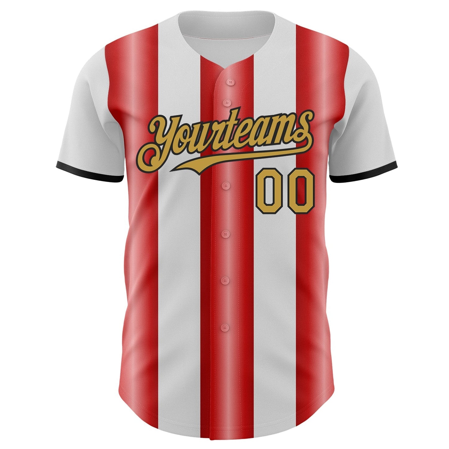 Custom White Old Gold Red-Black Gradient Vertical Stripe Argentina Style Authentic Baseball Jersey baseball jersey product view 2