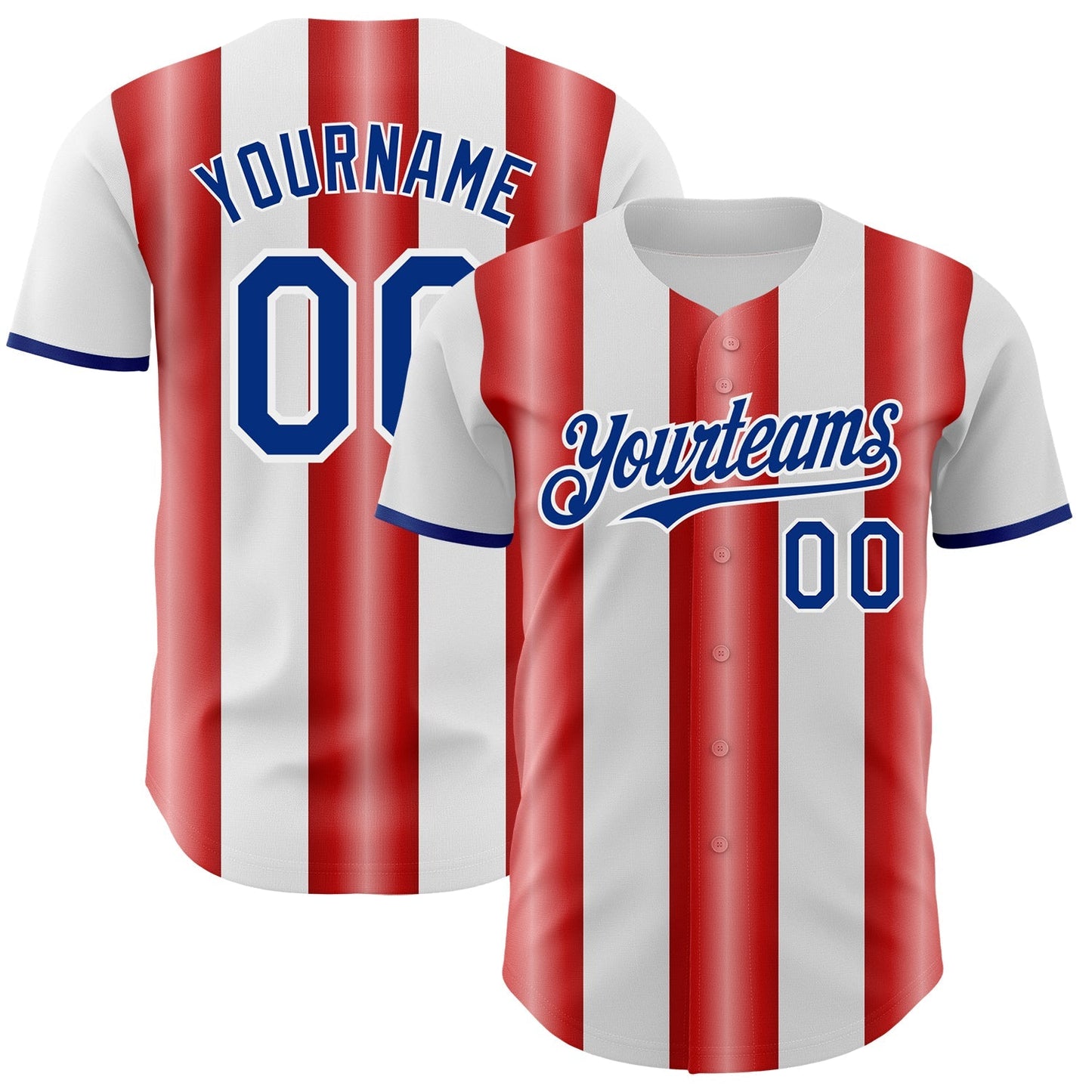 Custom White Royal-Red Gradient Vertical Stripe Argentina Style Authentic Baseball Jersey baseball jersey product view 1