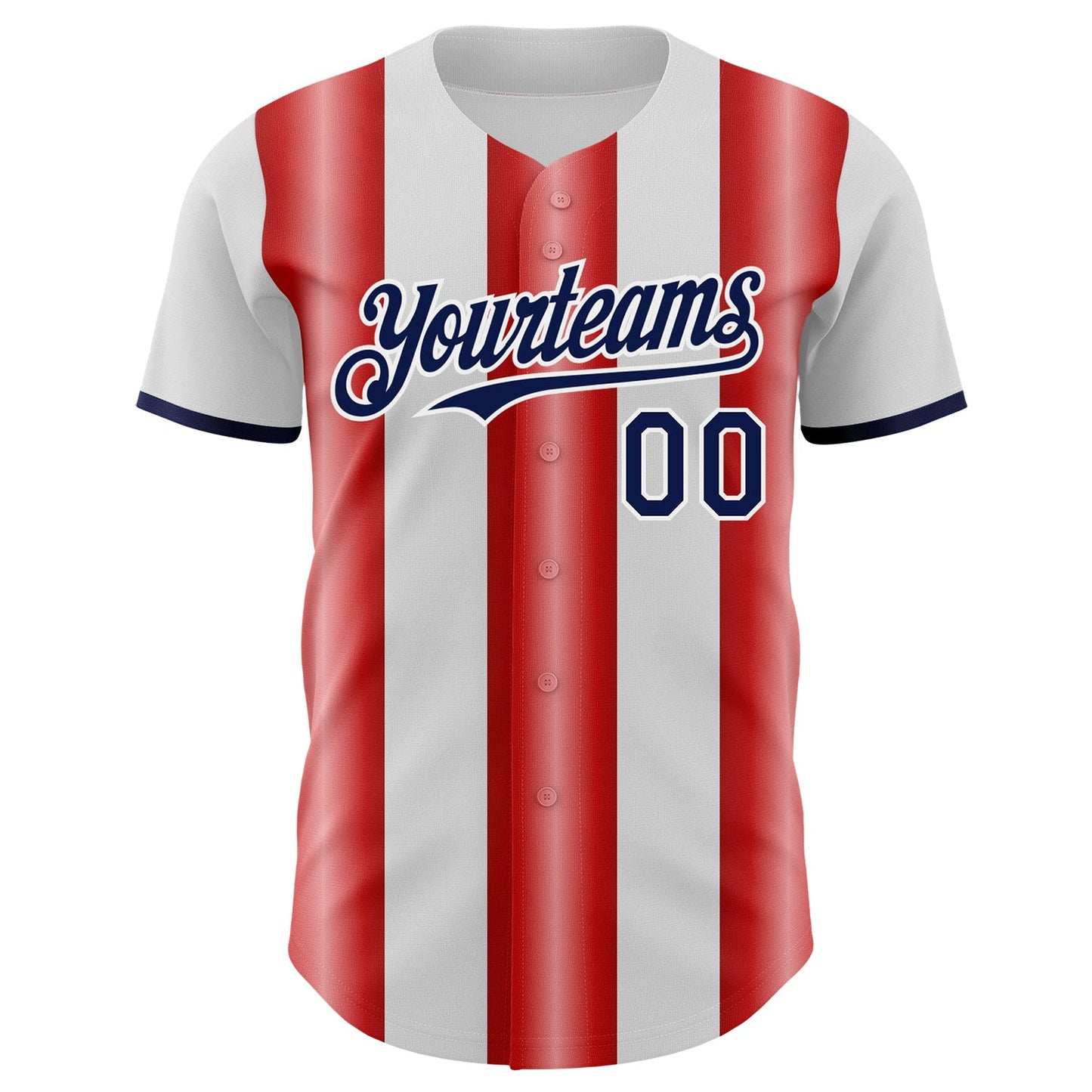 Custom White Navy-Red Gradient Vertical Stripe Argentina Style Authentic Baseball Jersey baseball jersey product view 2
