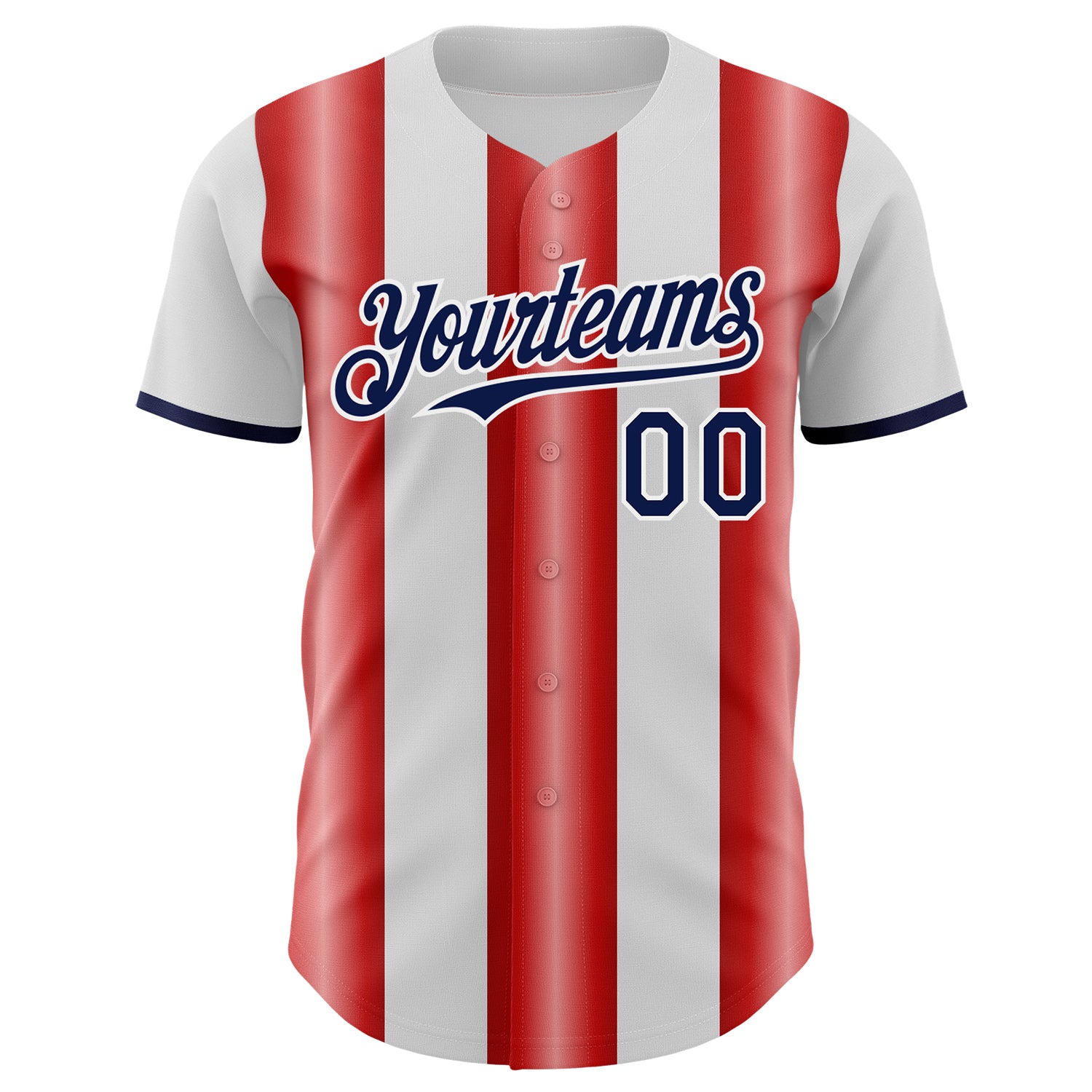 Custom White Navy-Red Gradient Vertical Stripe Argentina Style Authentic Baseball Jersey baseball jersey product view 2