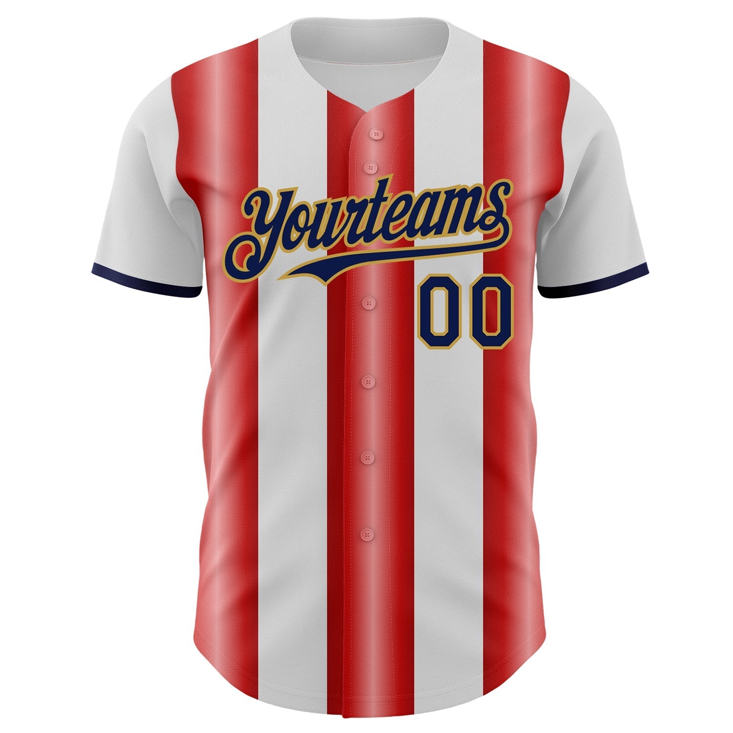 Custom White Navy Red-Old Gold Gradient Vertical Stripe Argentina Style Authentic Baseball Jersey baseball jersey product view 2