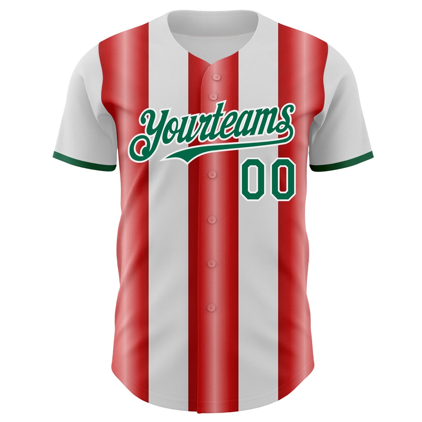 Custom White Kelly Green-Red Gradient Vertical Stripe Argentina Style Authentic Baseball Jersey baseball jersey product view 2
