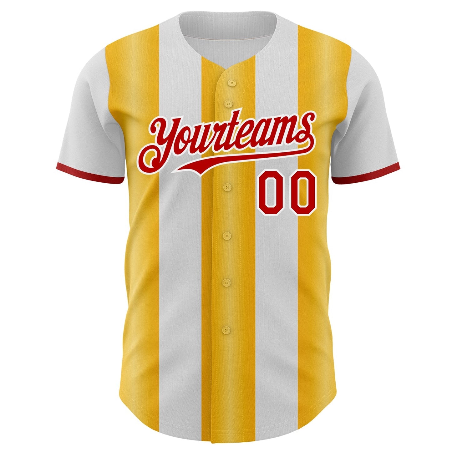 Custom White Red-Gold Gradient Vertical Stripe Argentina Style Authentic Baseball Jersey baseball jersey product view 2