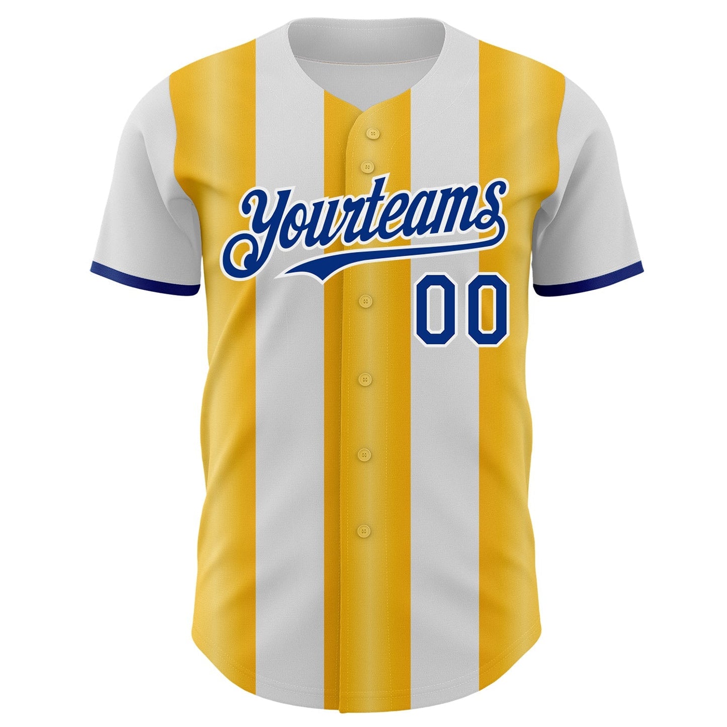 Custom White Royal-Gold Gradient Vertical Stripe Argentina Style Authentic Baseball Jersey baseball jersey product view 2