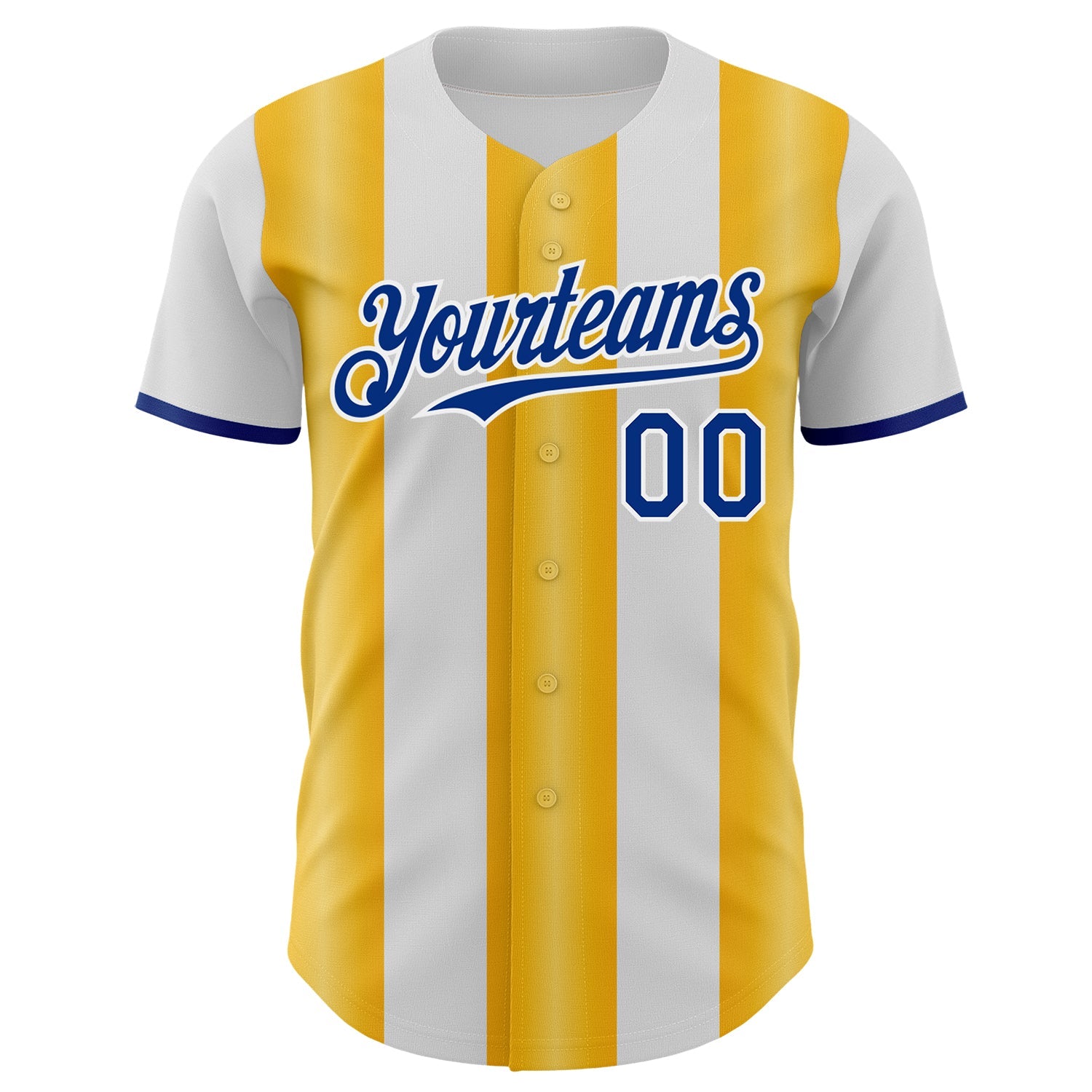 Custom White Royal-Gold Gradient Vertical Stripe Argentina Style Authentic Baseball Jersey baseball jersey product view 2
