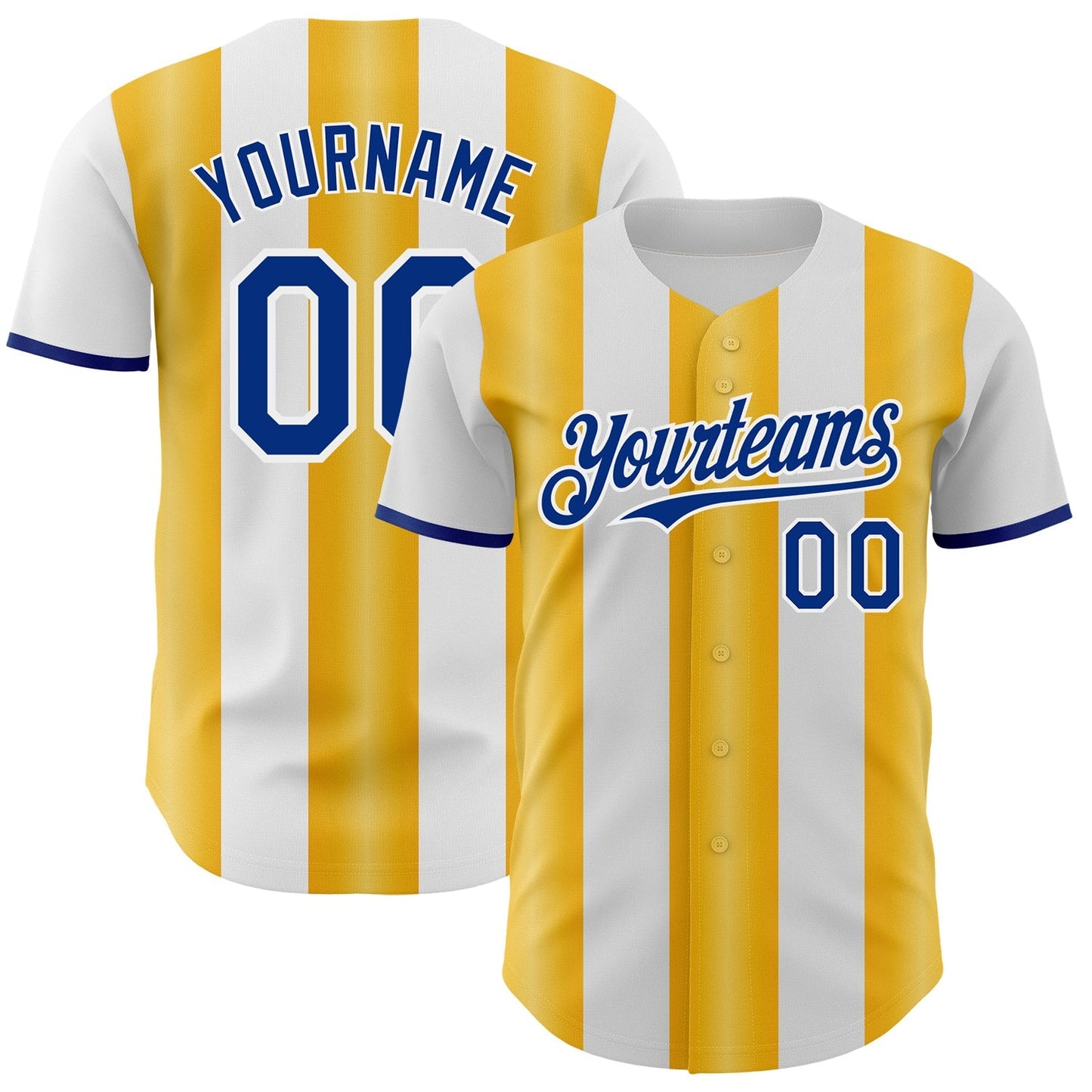 Custom White Royal-Gold Gradient Vertical Stripe Argentina Style Authentic Baseball Jersey baseball jersey product view 1