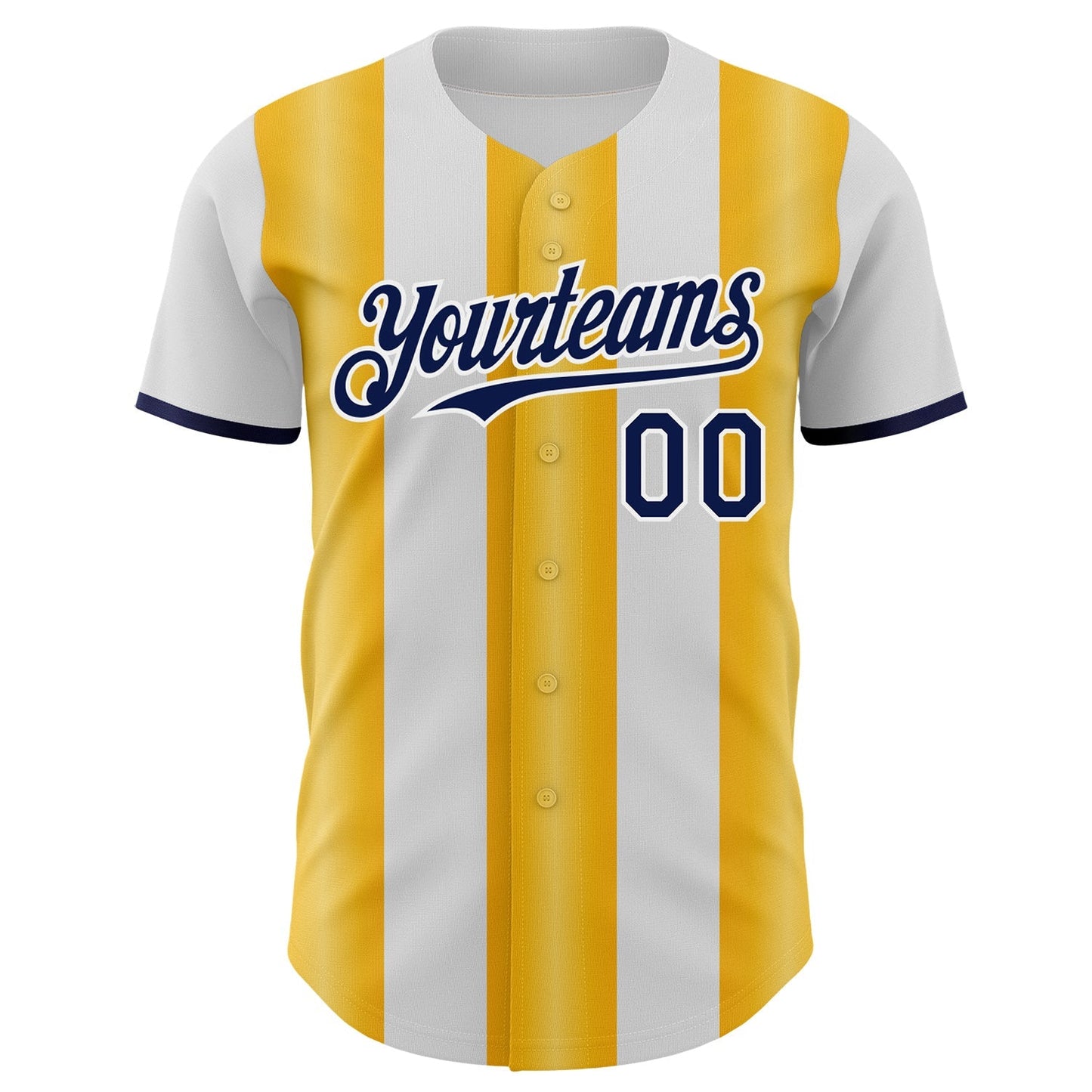 Custom White Navy-Gold Gradient Vertical Stripe Argentina Style Authentic Baseball Jersey baseball jersey product view 2
