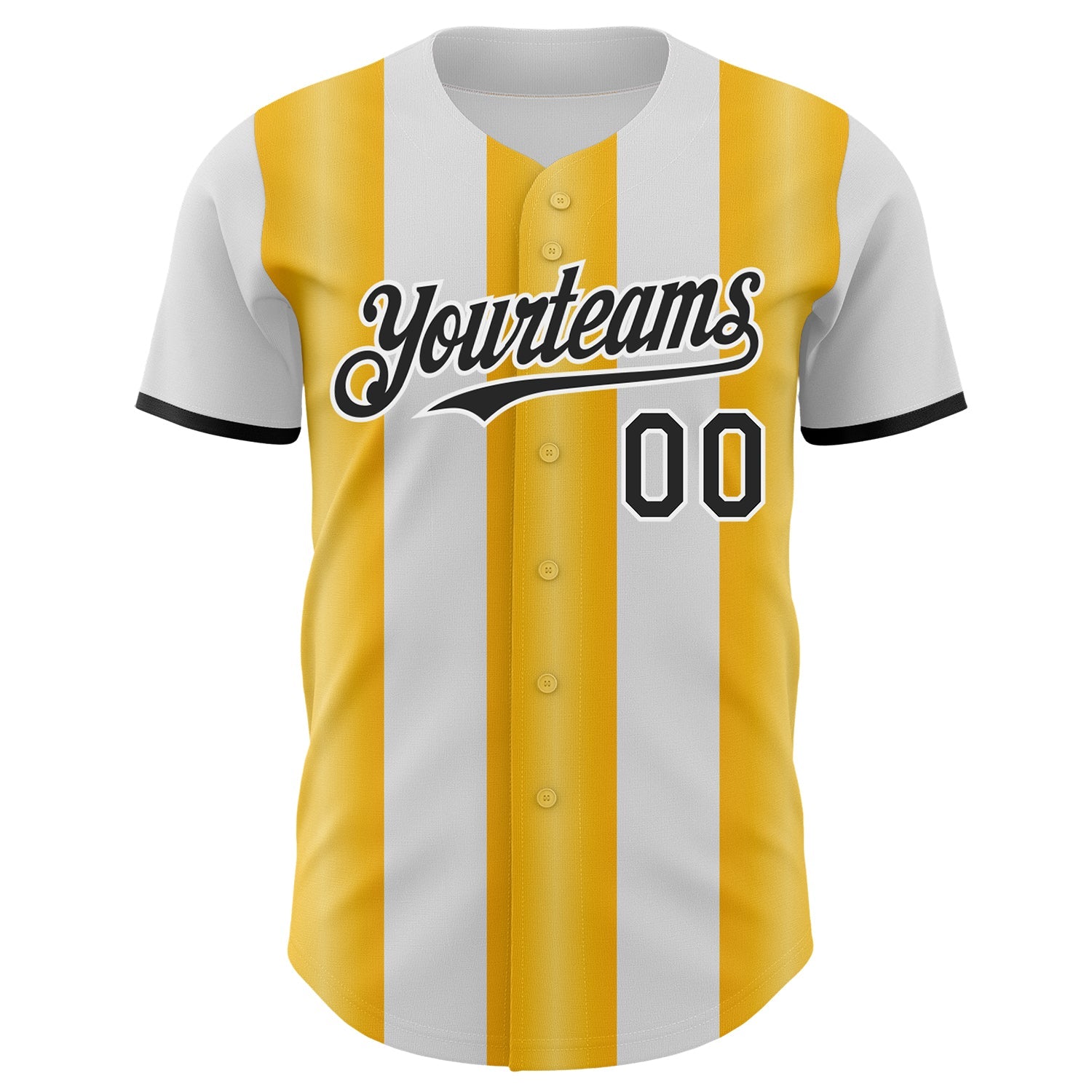 Custom White Black-Gold Gradient Vertical Stripe Argentina Style Authentic Baseball Jersey baseball jersey product view 2